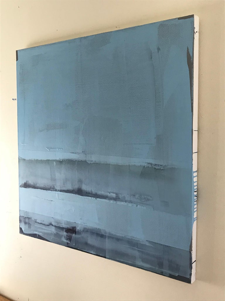 Abstract Light Blue Painting Titled "Sea Glass" by Rebecca Ruoff, 2018