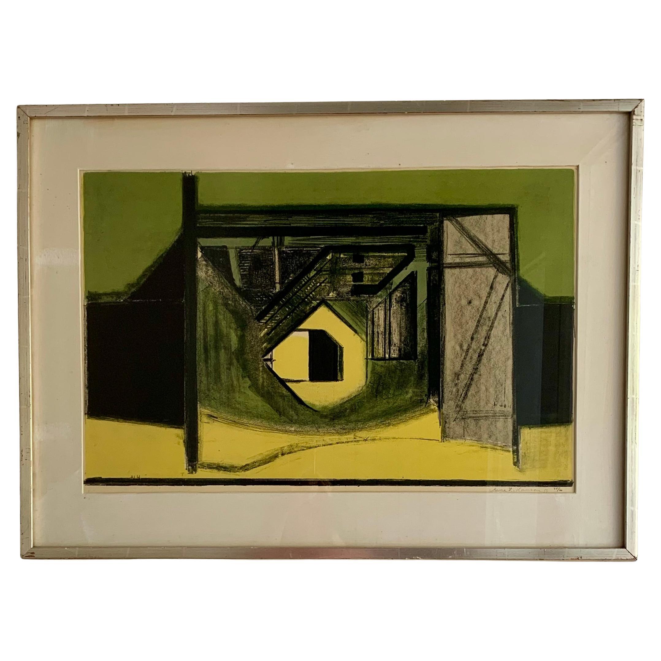 Mid-20th Century Abstract Lithograph by Danish Arne L. Hansen, 1959  - Signed & Numbered #25/60