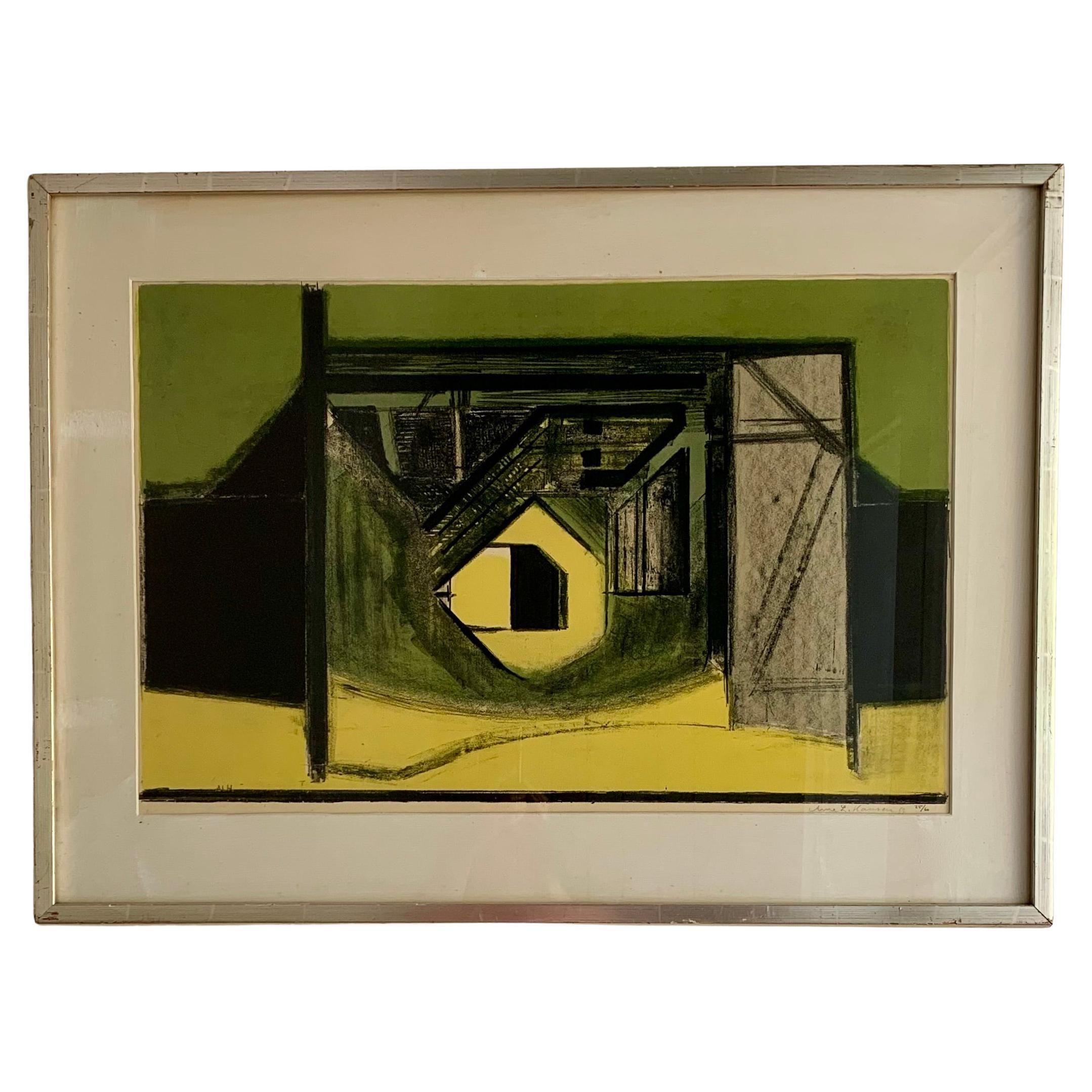 Paper Abstract Lithograph by Danish Arne L. Hansen, 1959  - Signed & Numbered #25/60