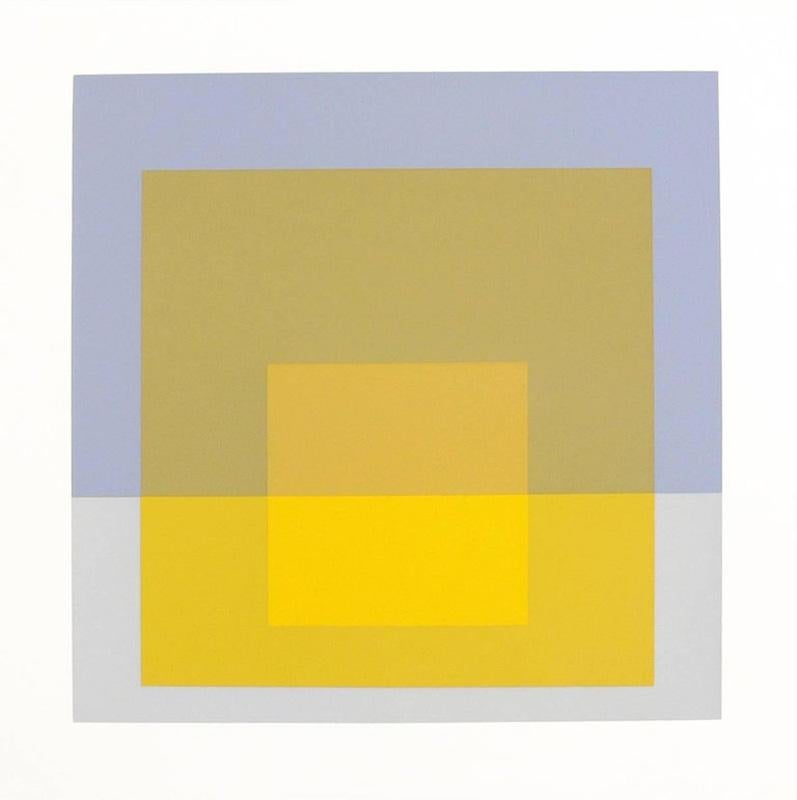 Josef Albers abstract lithograph from Formulation and Articulation, published by Harry N. Abrams Inc., New York, and Ives Sillman Inc., New Haven, circa 1972. These works are from Portfolio II, folder 5. It has been framed in a clean lined white