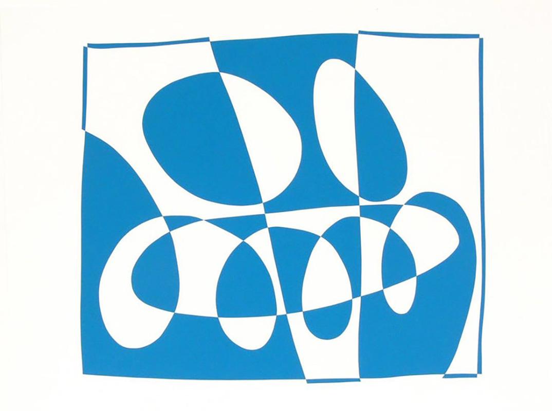 Josef Albers abstract lithograph from Formulation and Articulation, published by Harry N. Abrams Inc., New York, and Ives Sillman Inc., New Haven, circa 1972. This work is from Portfolio II, Folder 3. It has been framed in a clean lined white