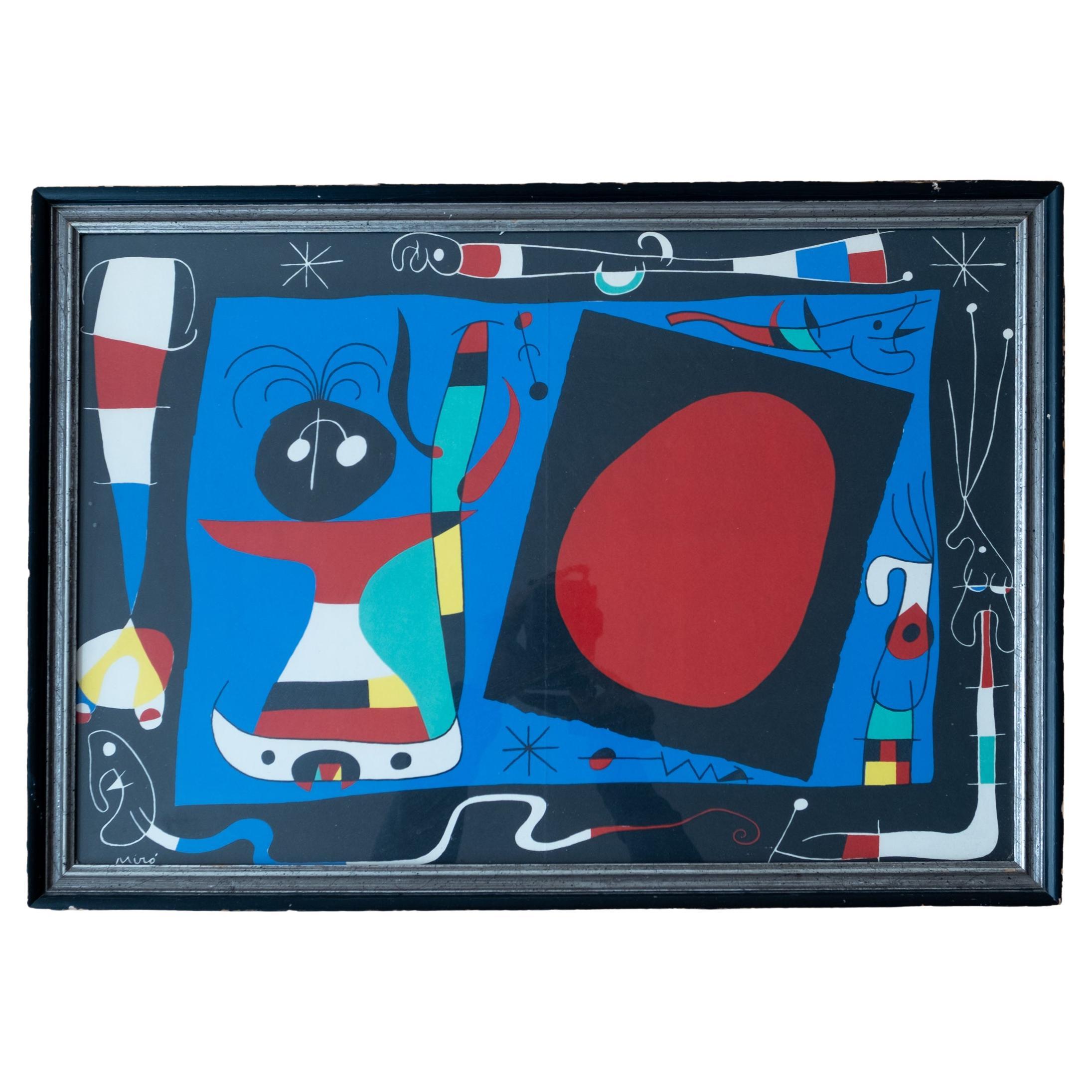 Abstract Lithograph Femme au miroir 1956 by Joan Miró