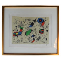 Abstract Lithograph Joan Miro Signed, 1960s