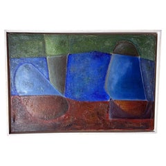 Abstract Lyrical French Oil Painting On Canvas