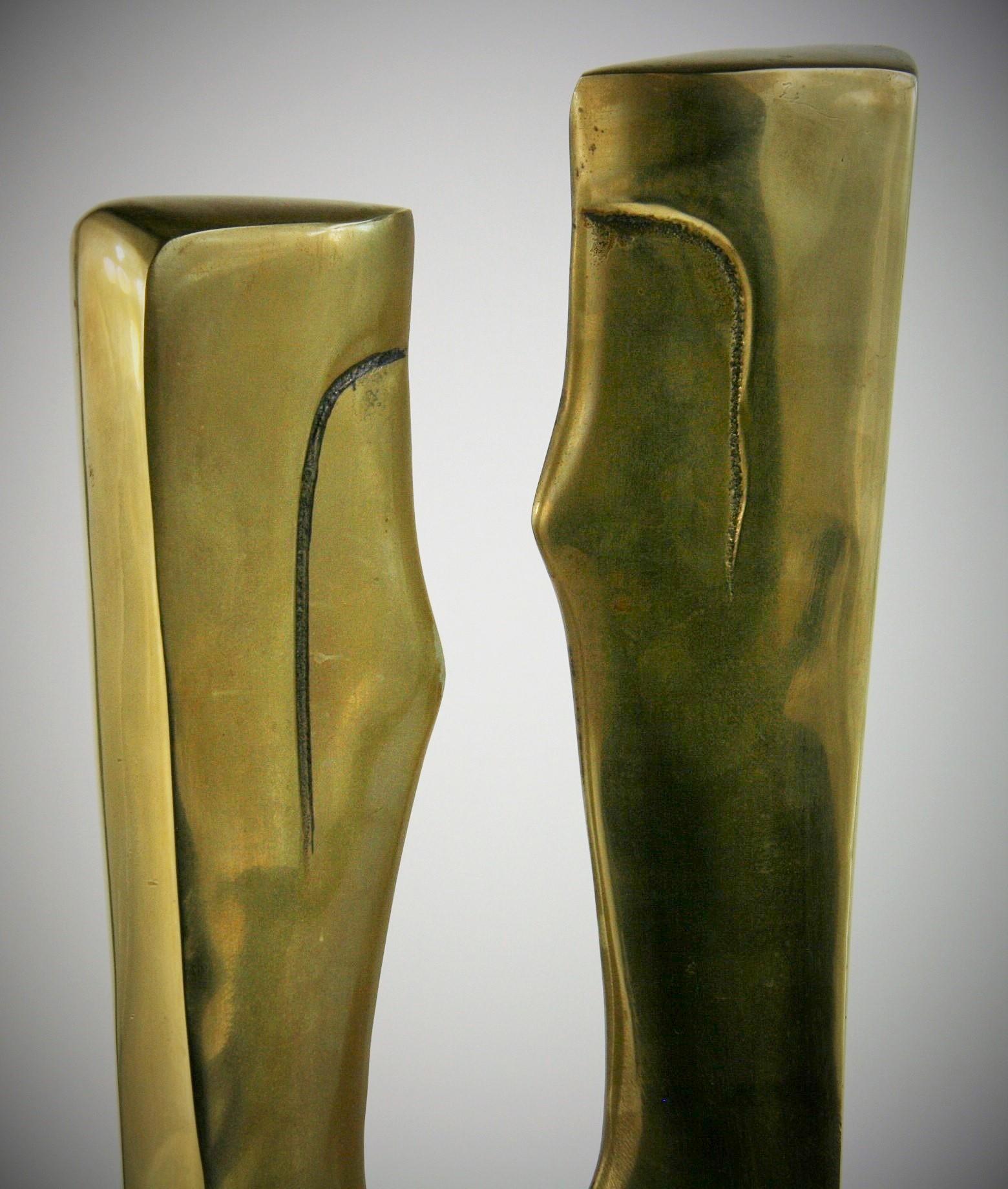 Abstract Man and Woman Large Brass Sculpture In Good Condition In Douglas Manor, NY