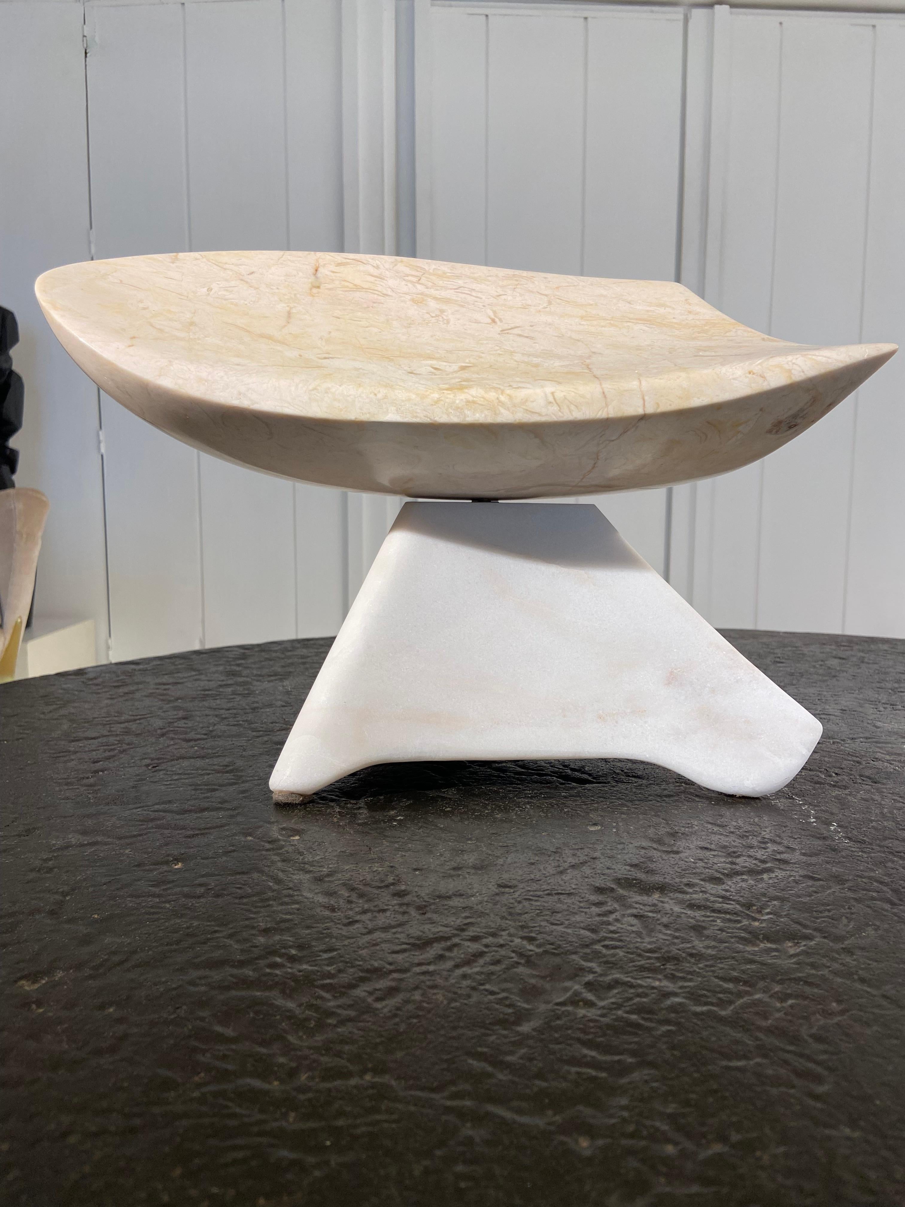 Contemporary Abstract Marble Sculpture 360-degree rotation by Jean-Frédéric Bourdier For Sale