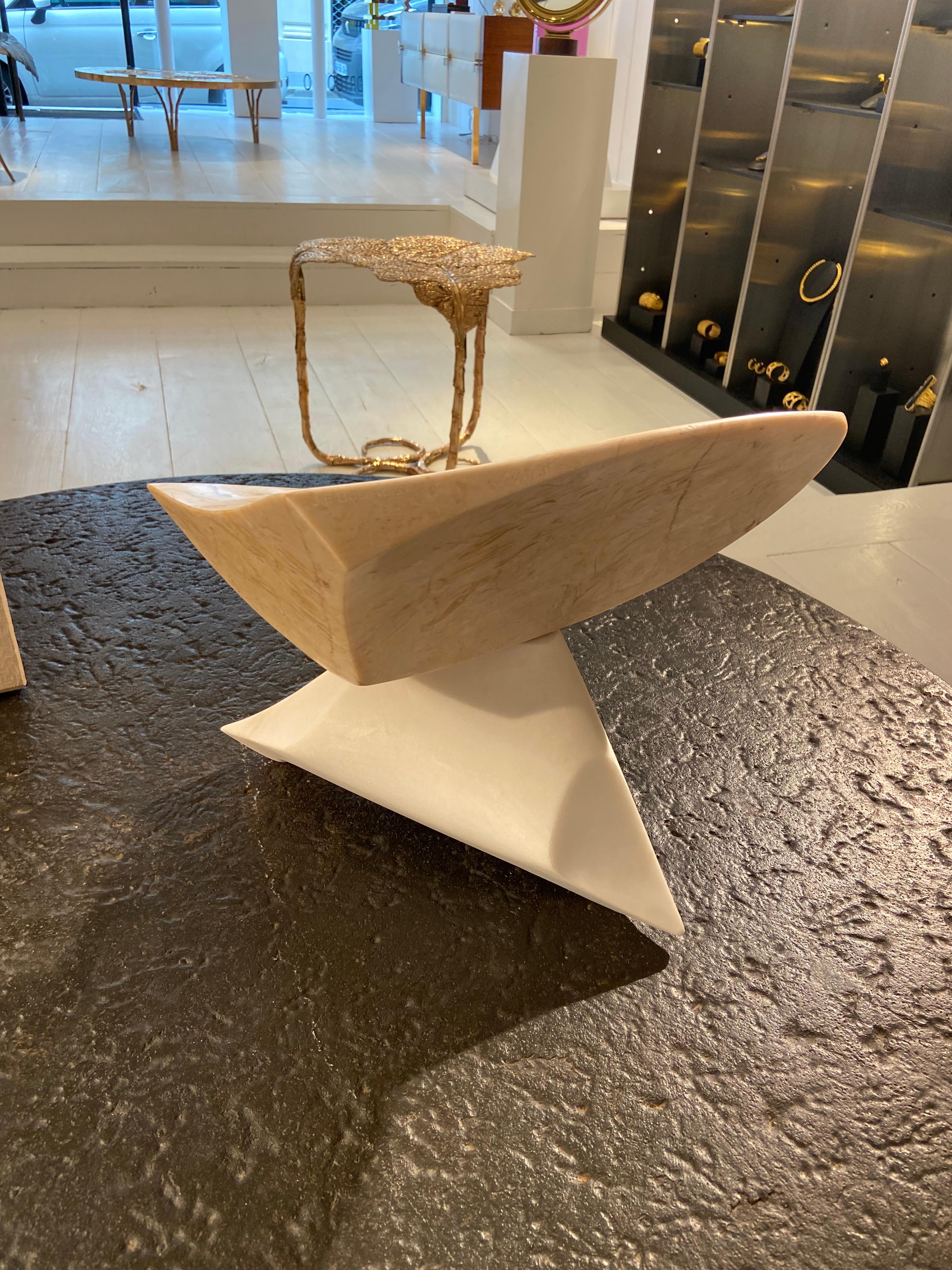 Abstract Marble Sculpture 360-degree rotation by Jean-Frédéric Bourdier For Sale 1