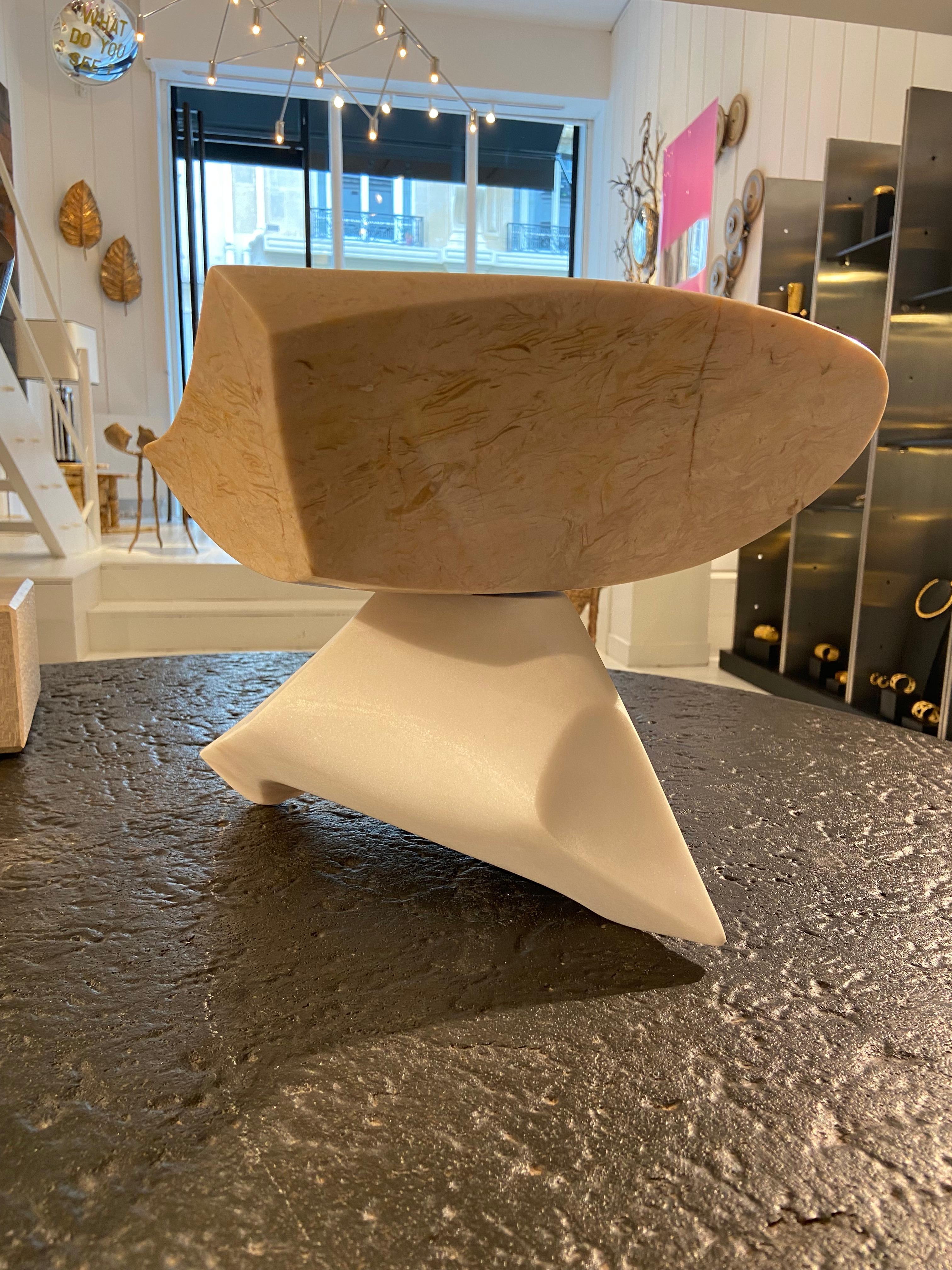 Abstract Marble Sculpture 360-degree rotation by Jean-Frédéric Bourdier For Sale 2