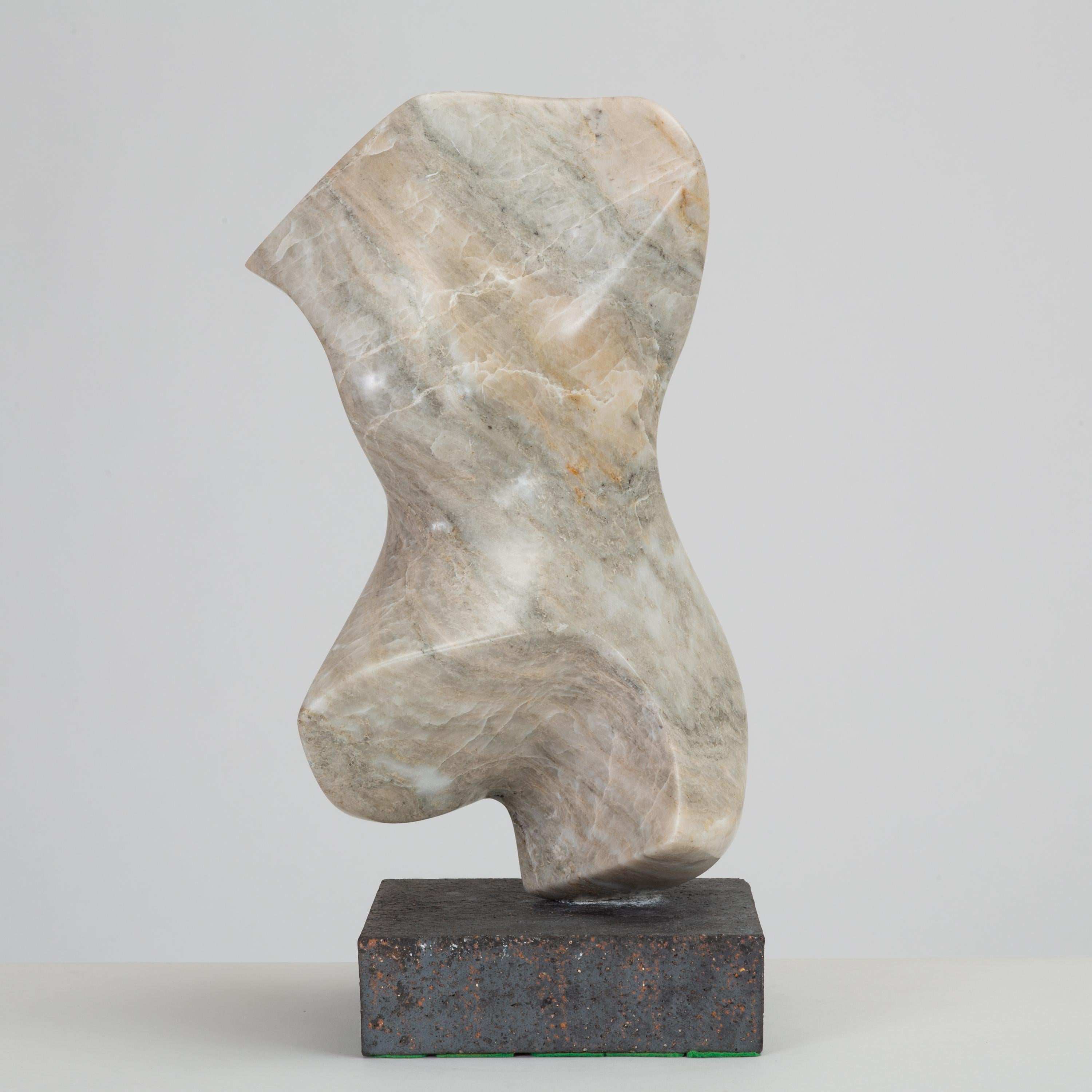 Mid-Century Modern Abstract Marble Sculpture on Stone Mount