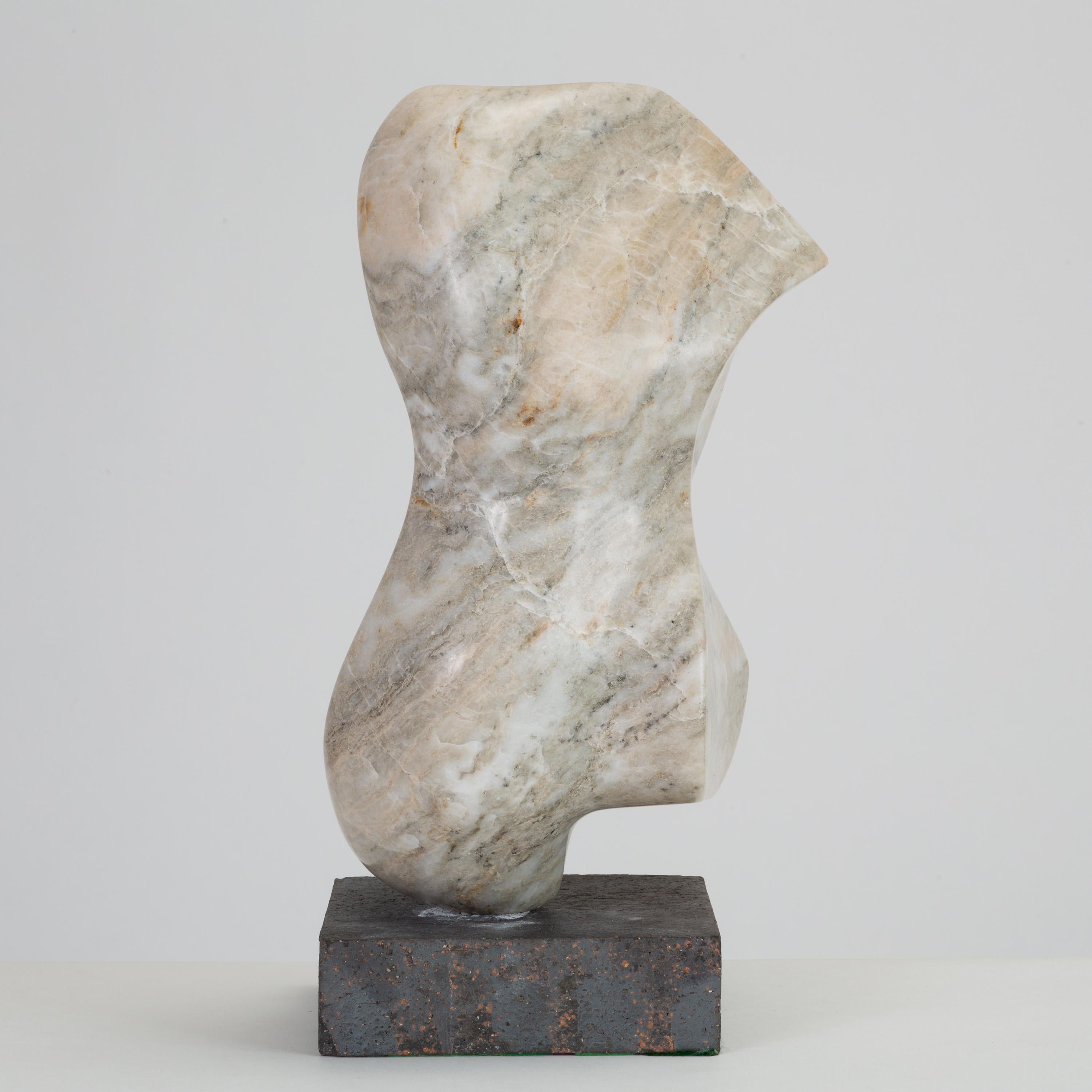 American Abstract Marble Sculpture on Stone Mount