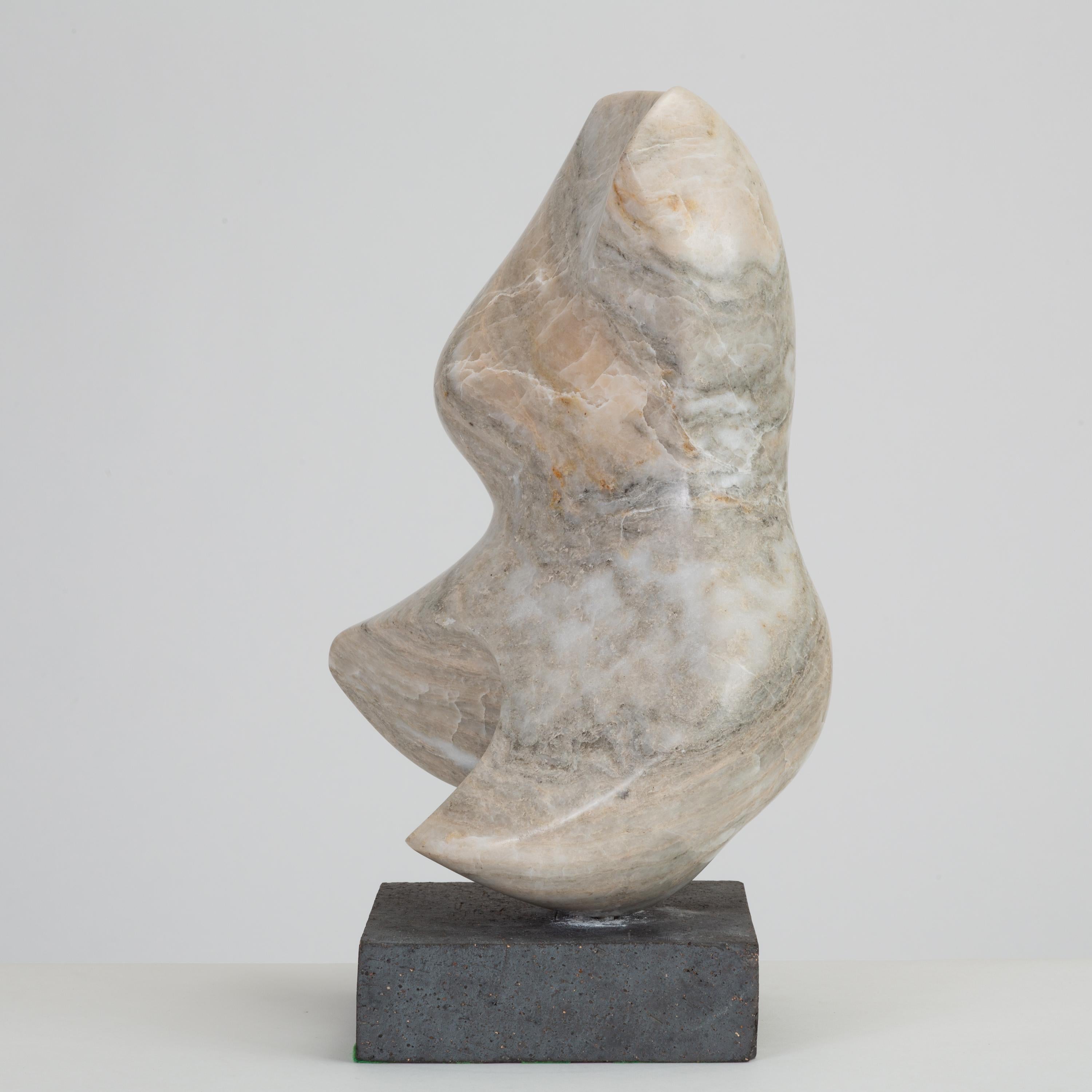 Abstract Marble Sculpture on Stone Mount In Good Condition In Los Angeles, CA