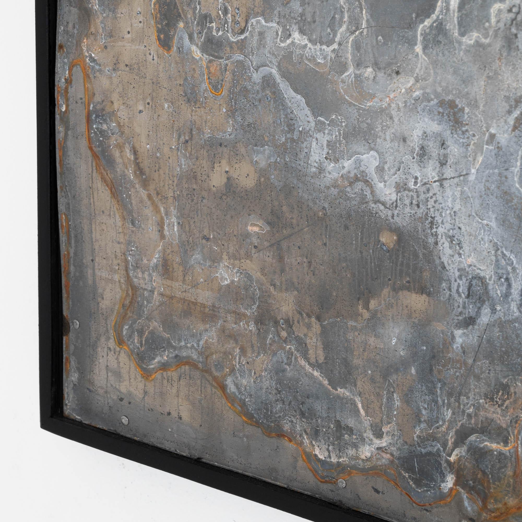 Abstract Metal Artwork in Wooden Frame For Sale 2