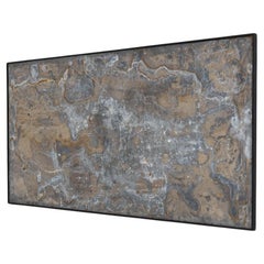 Abstract Metal Artwork in Wooden Frame
