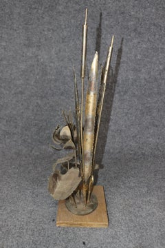 Abstract Metal Brutalist Style Sculpture of Plant