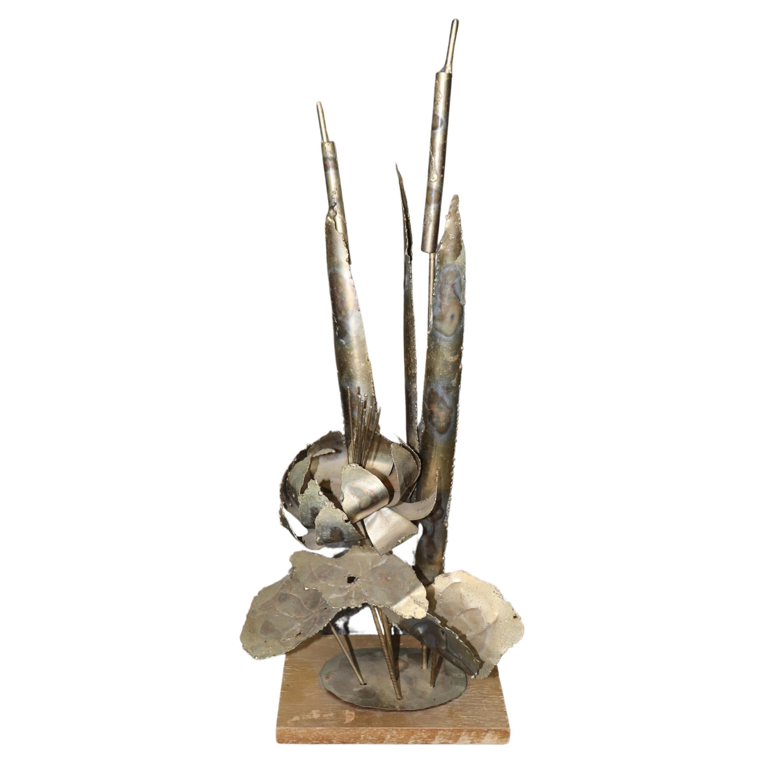 Abstract Metal Brutalist Style Sculpture of Plant