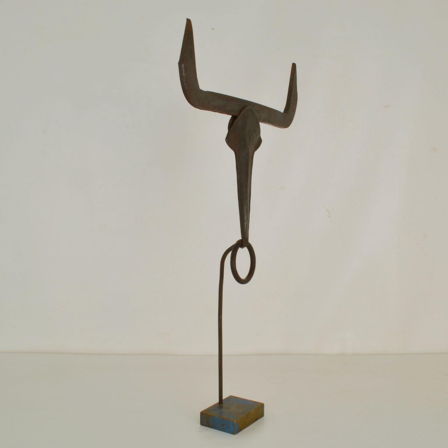 Mid-20th Century Abstract Metal Sculpture of a Bull
