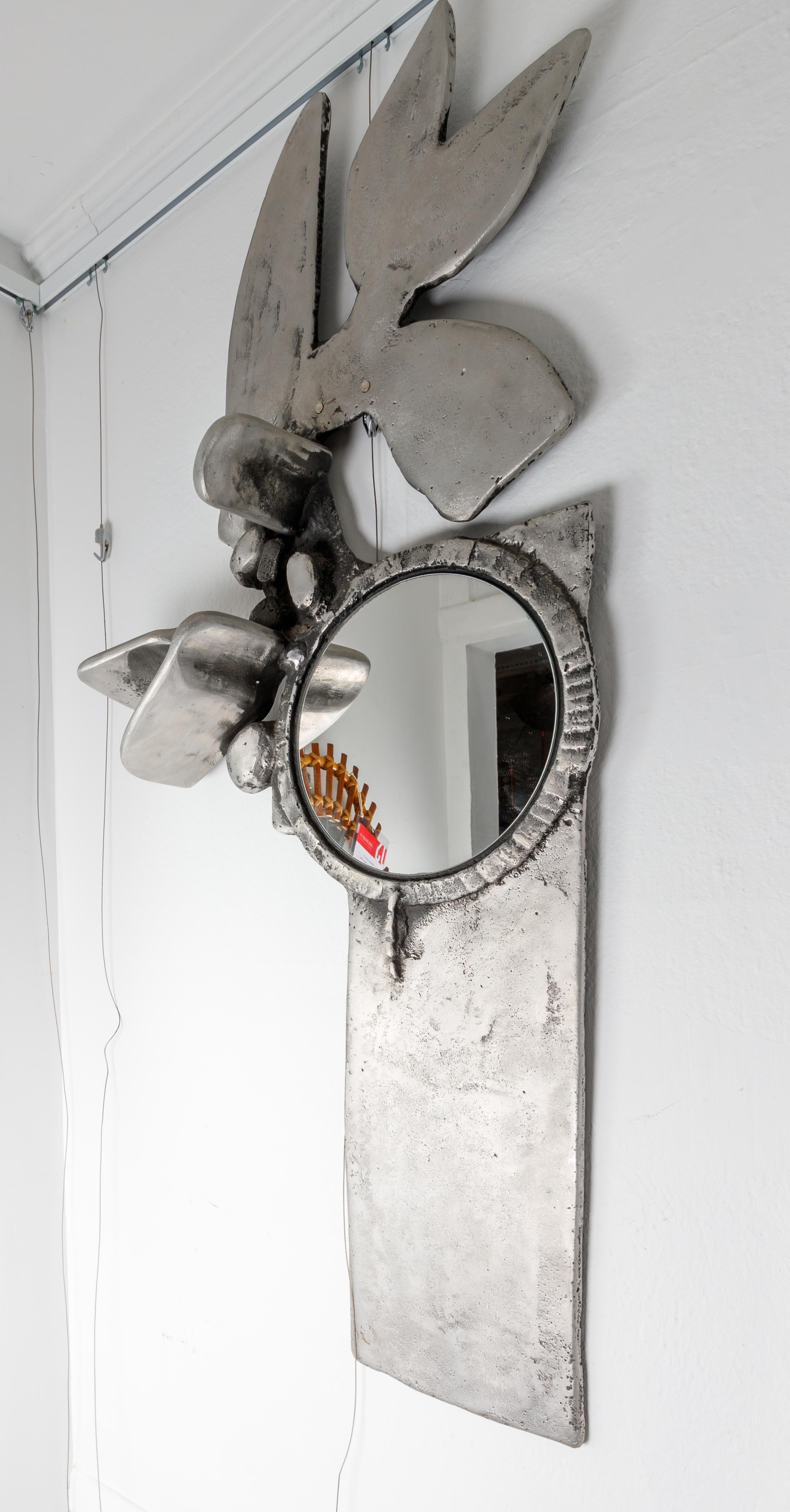 American Abstract Metal Wall Sculpture Mirror, by Donald Drumm