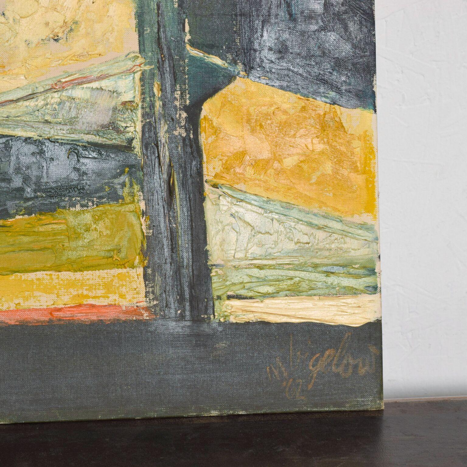 American 1962 Abstract Midcentury Art Oil on Canvas, Signed For Sale