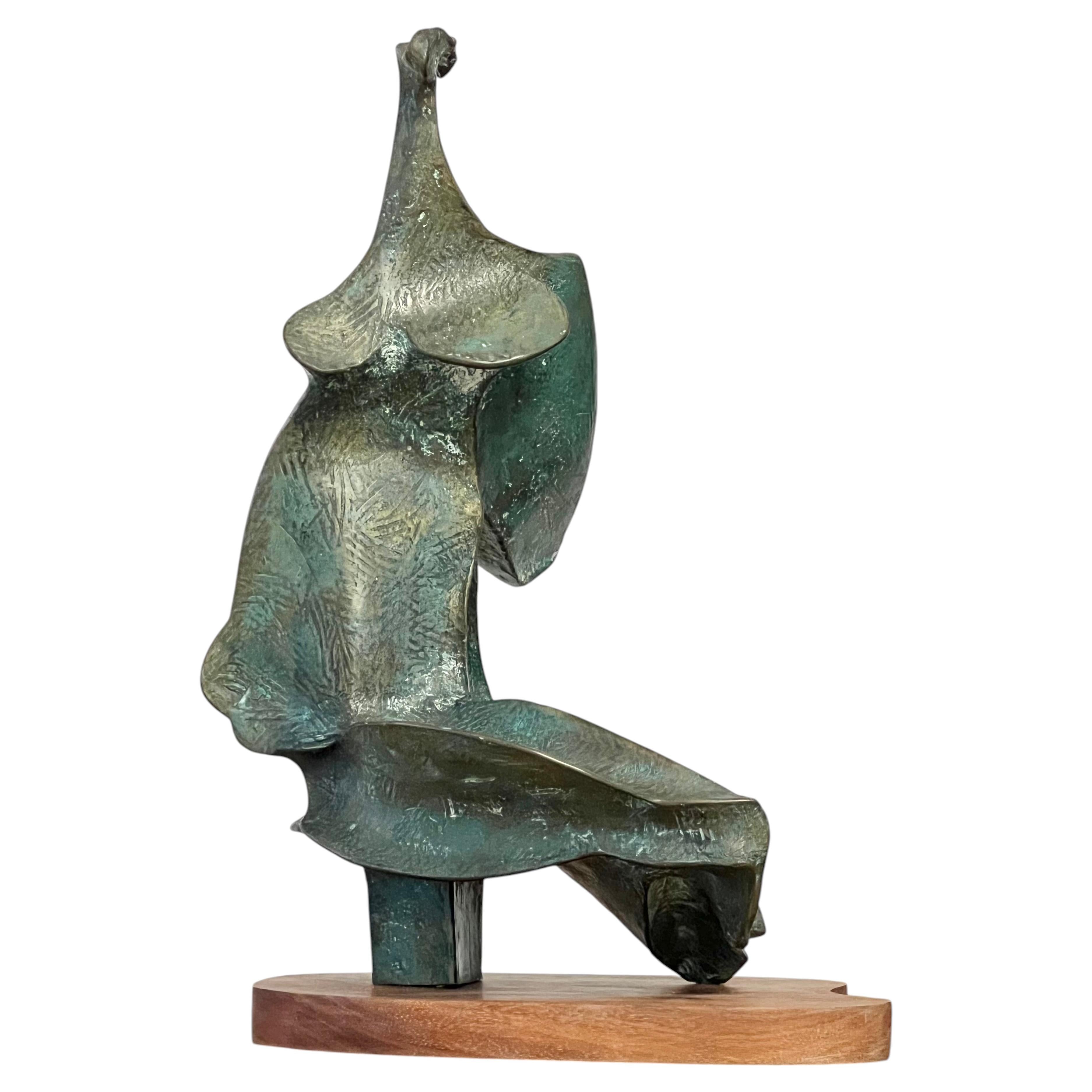 Abstract Mid Century Bronze Sculpture by Carol Harrison 1978