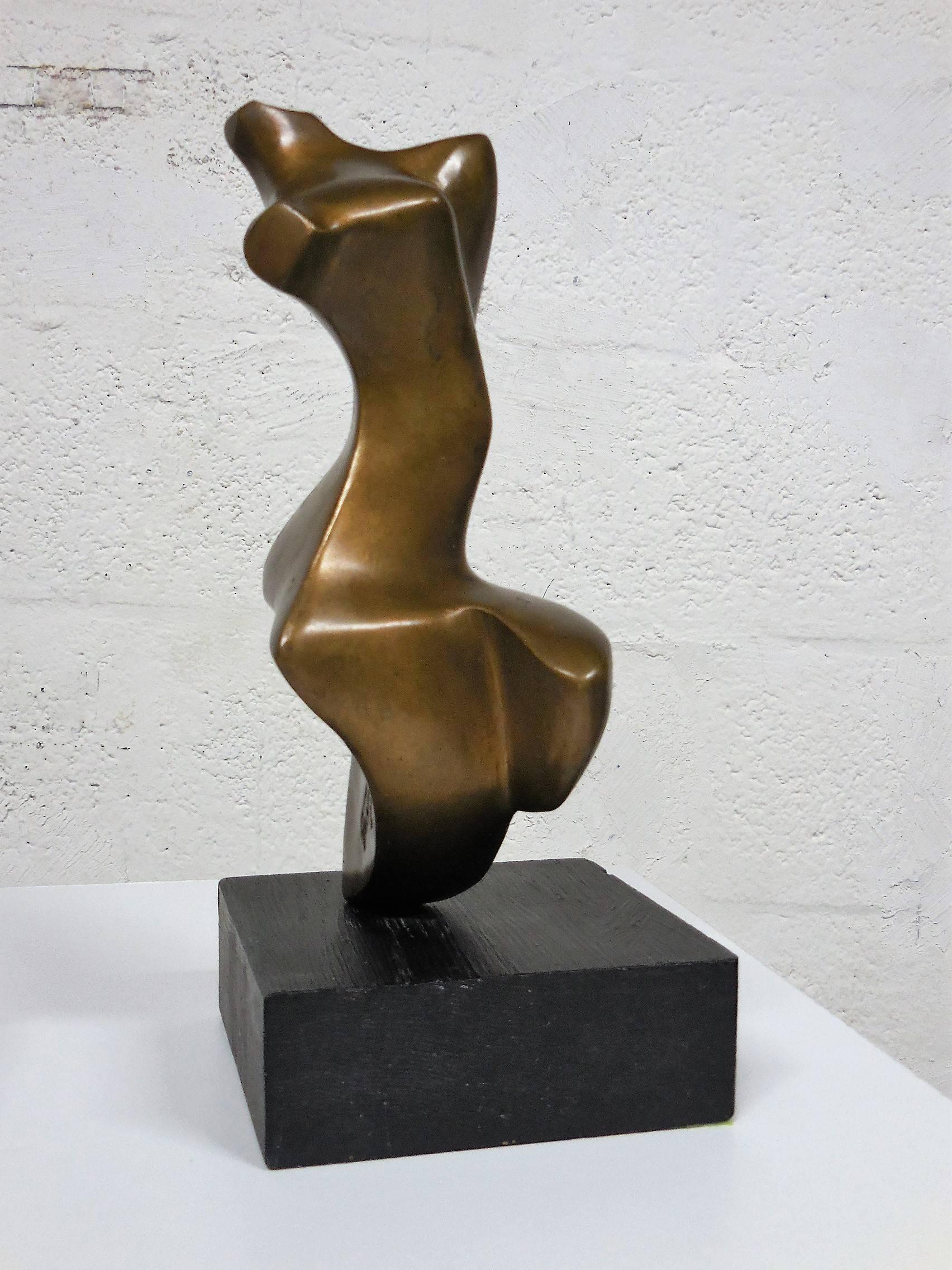 American Abstract Midcentury Bronze Sculpture of Nude in Movement, 1966