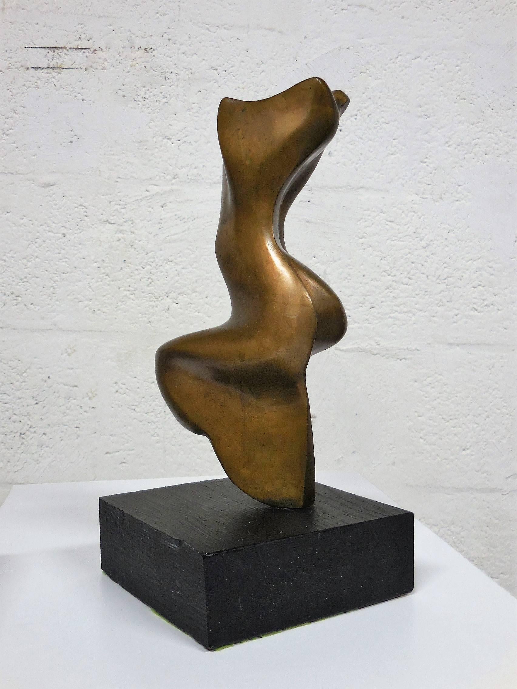 Abstract Midcentury Bronze Sculpture of Nude in Movement, 1966 In Excellent Condition In Miami, FL