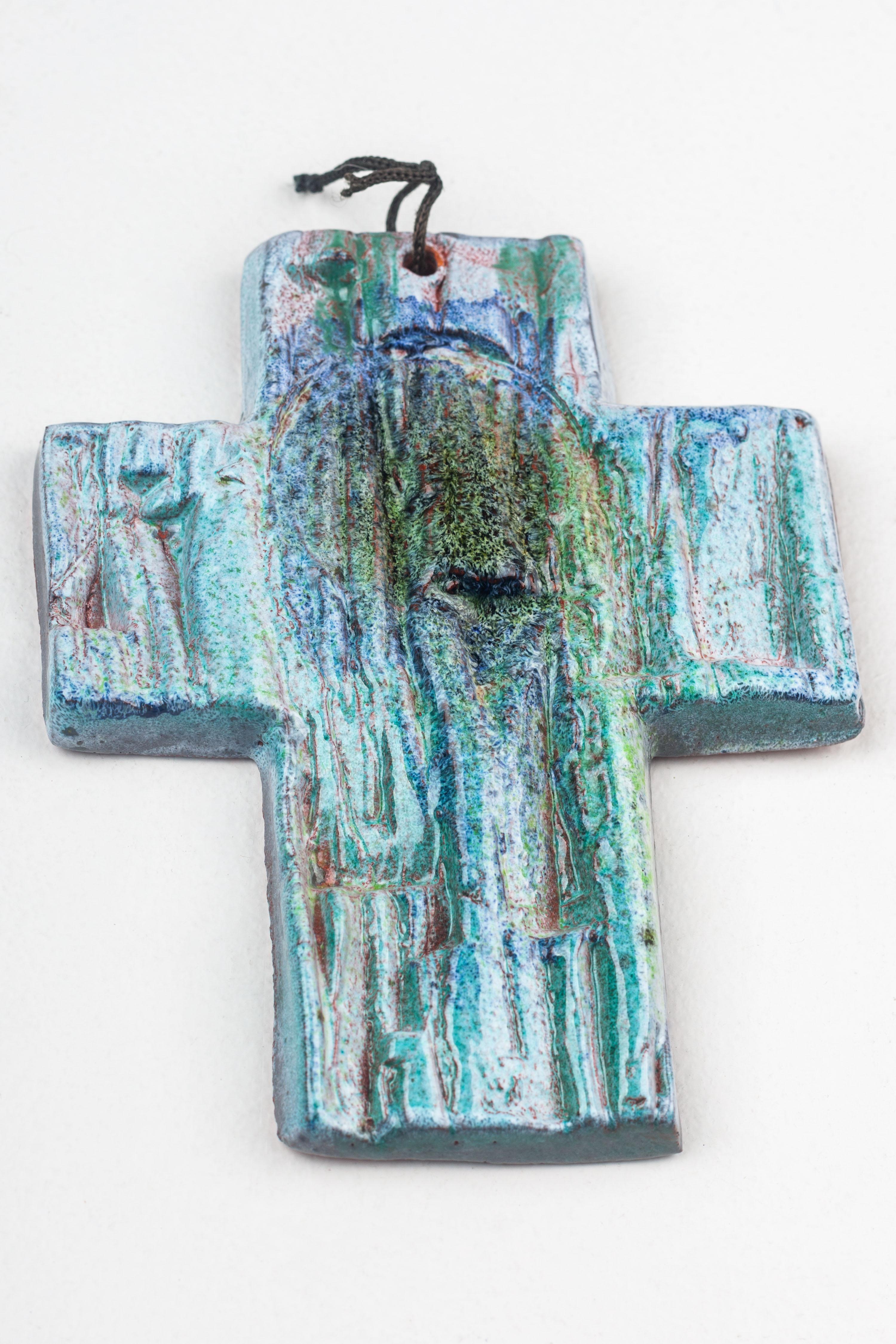 European Abstract Mid-Century Ceramic Cross For Sale