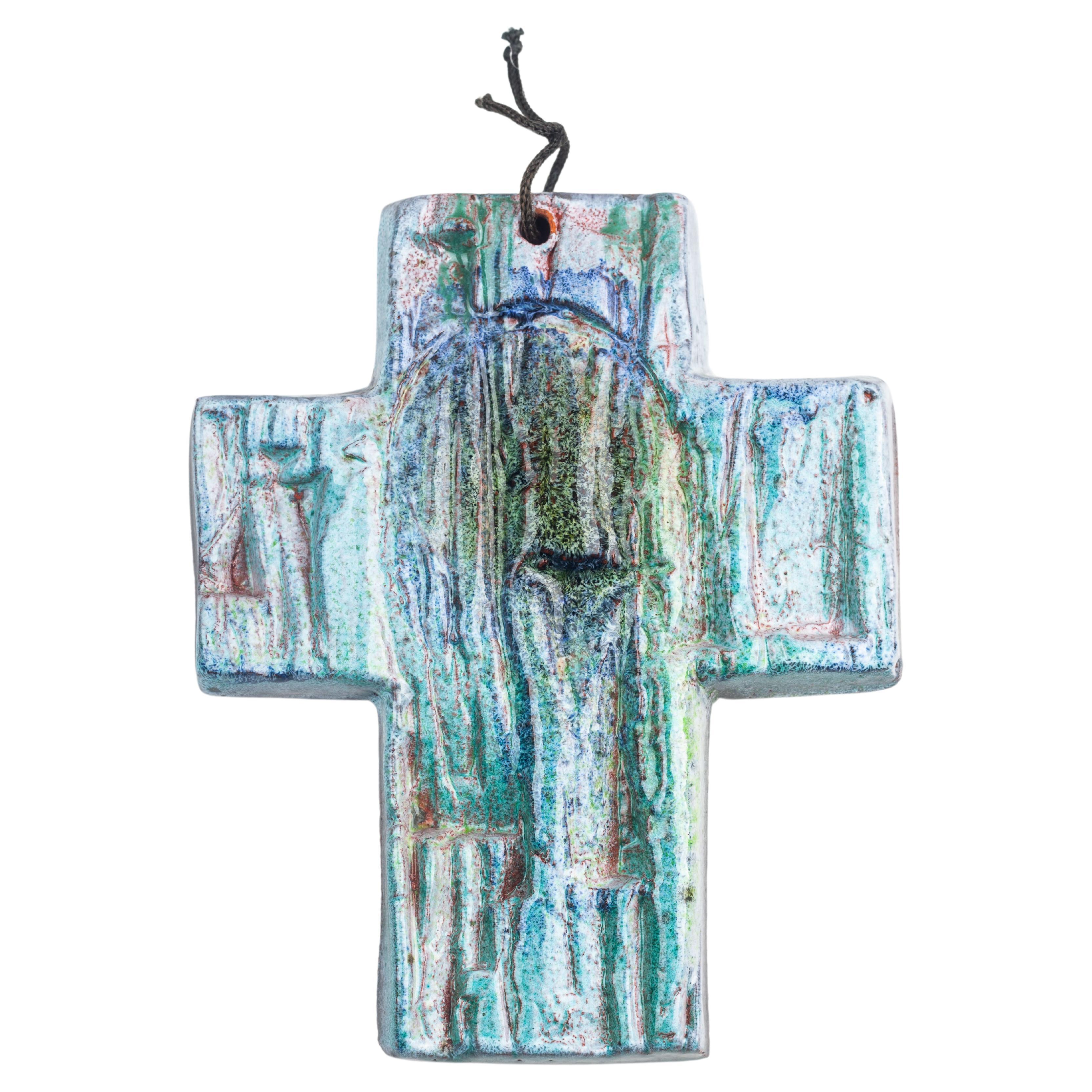 Abstract Mid-Century Ceramic Cross For Sale