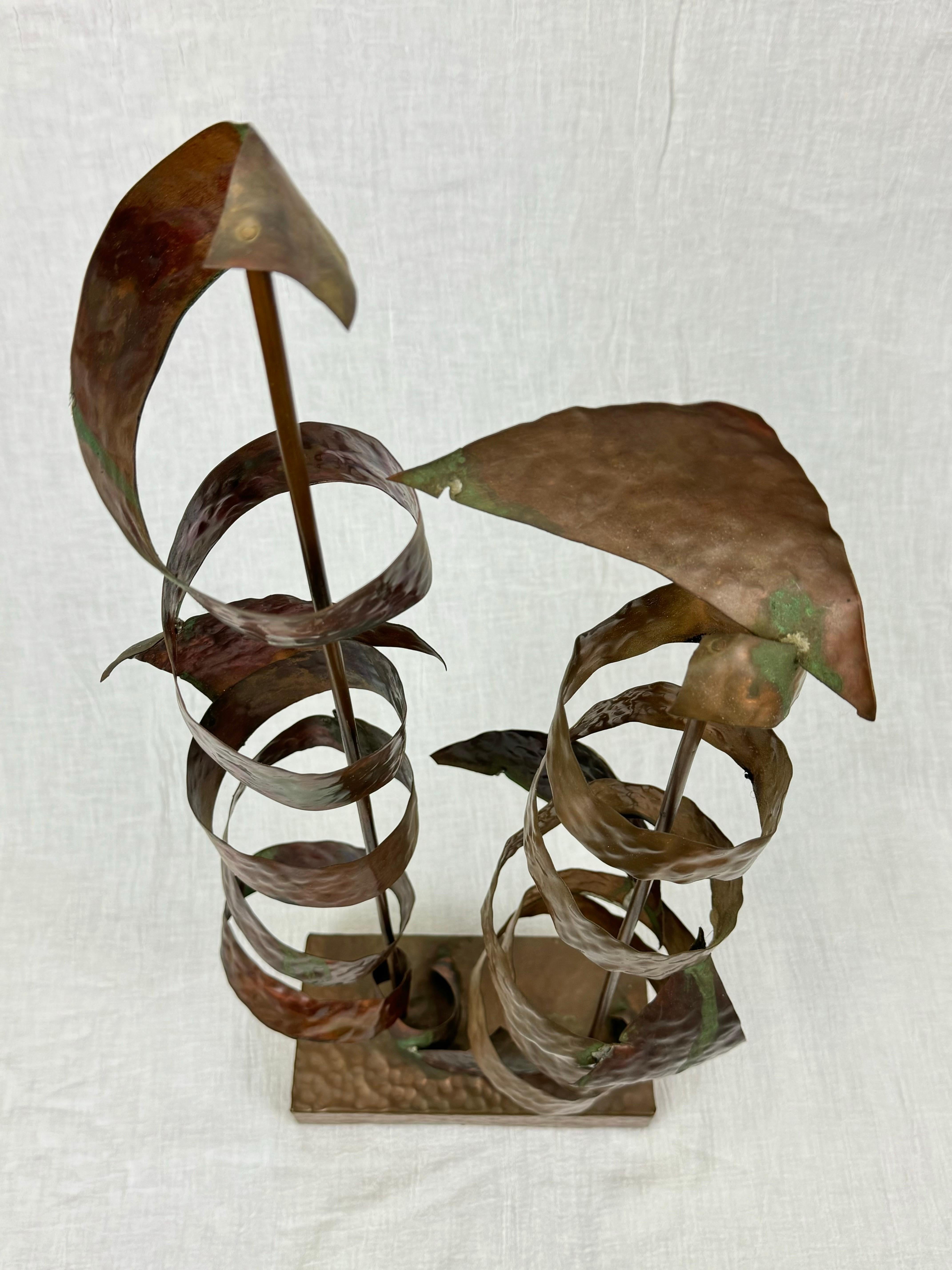 Abstract Mid Century Copper Sculpture In Good Condition In Redding, CT