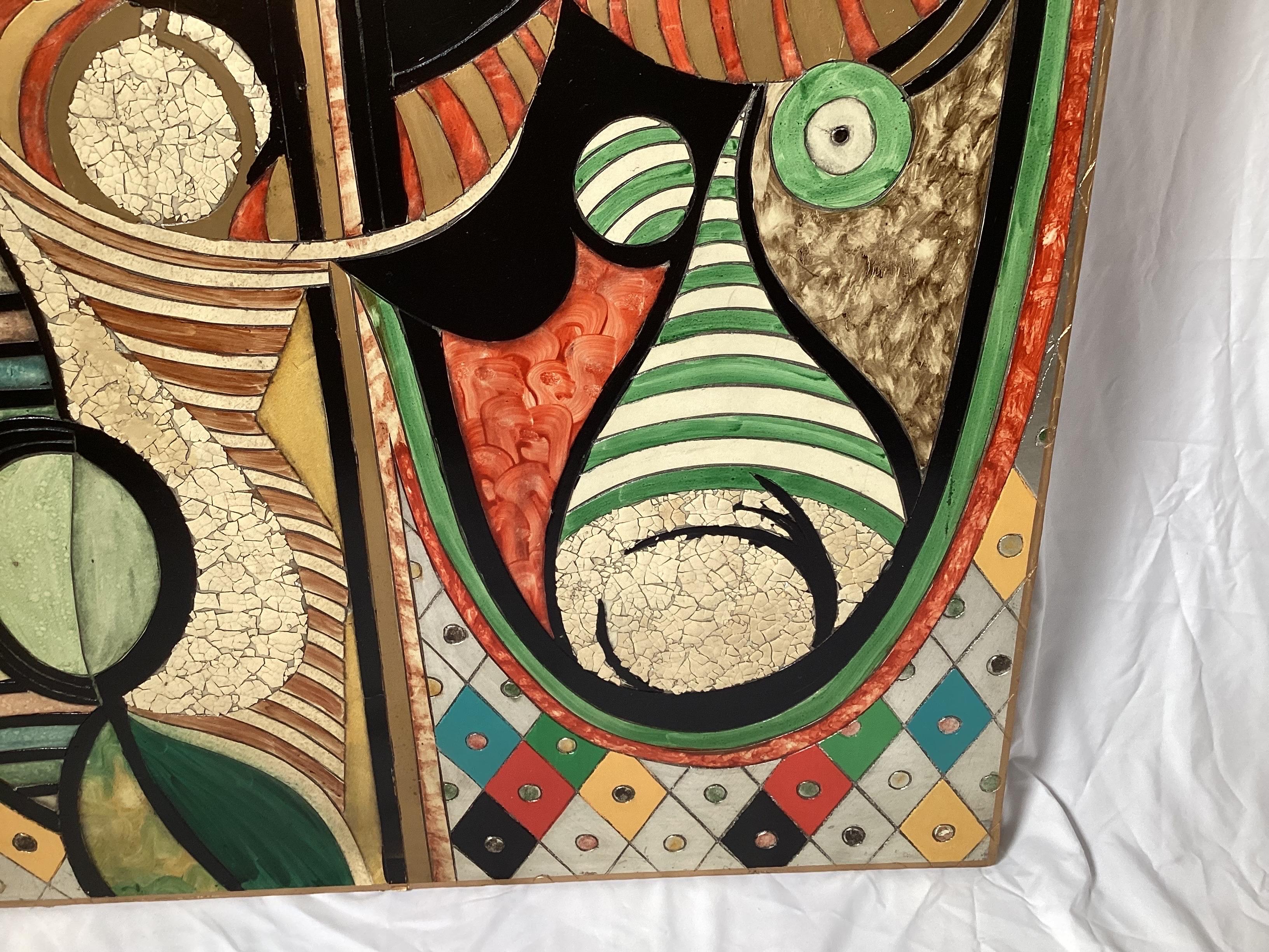 Mid-Century Modern Abstract Mid Century Foil, Gesso and Acrylic Painting on Board For Sale