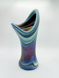 Abstrakte mundgeblasene Vintage-Vase aus Hebron-Glas aus der Mitte des Jahrhunderts