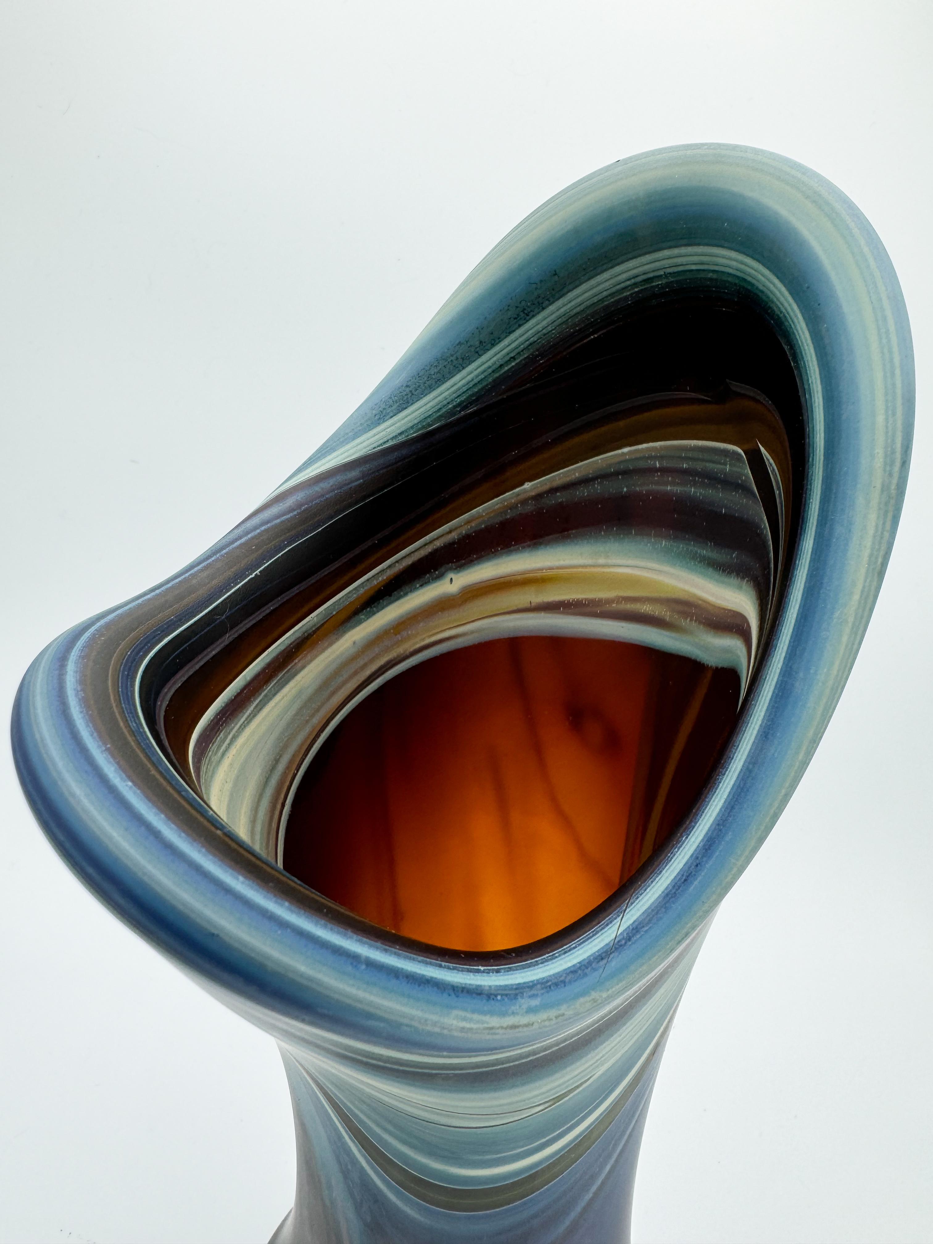 Mid-Century Modern Abstract Mid Century Hebron Glass Vintage Hand Blown Vase For Sale
