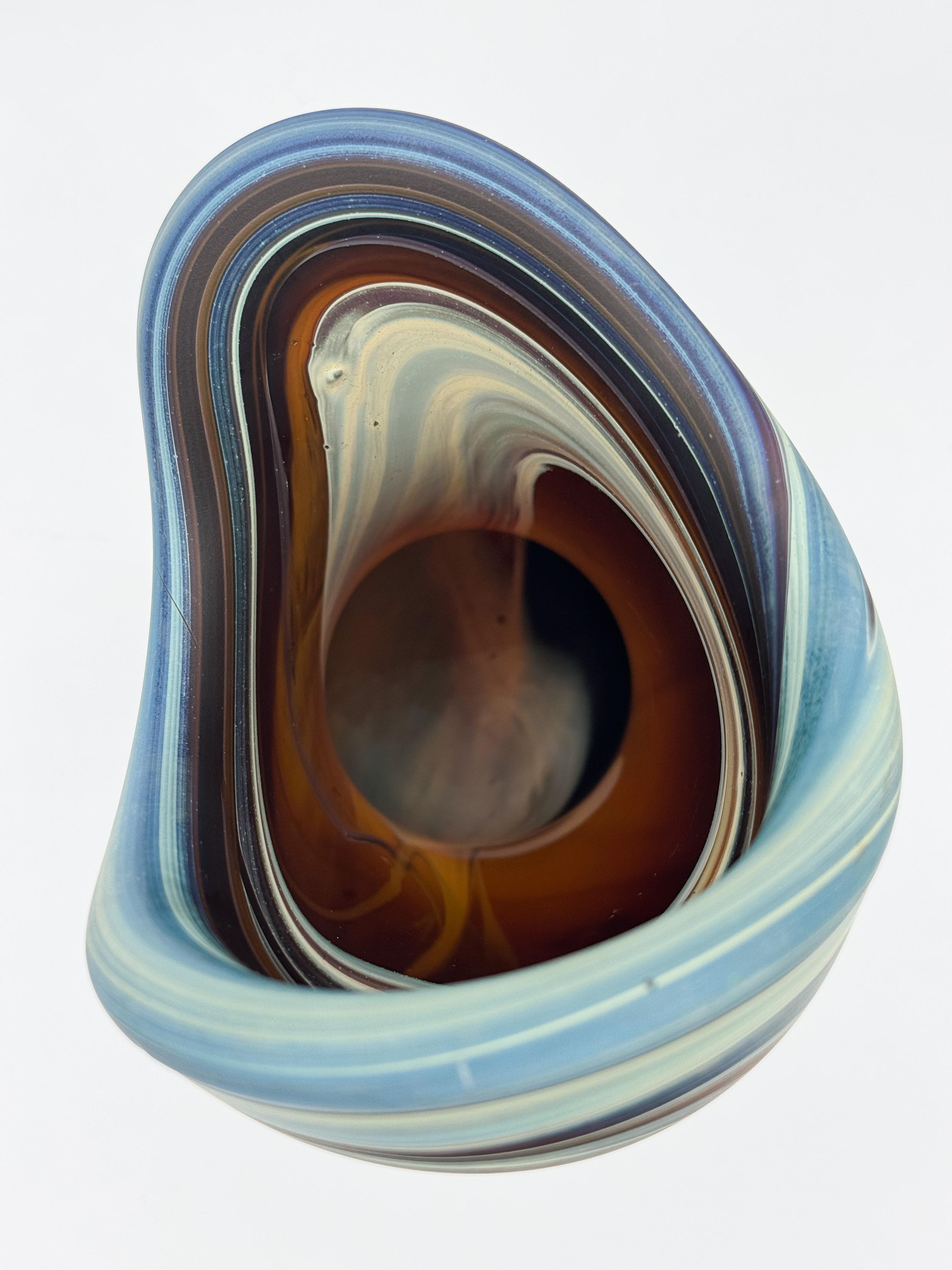 Blown Glass Abstract Mid Century Hebron Glass Vintage Hand Blown Vase For Sale