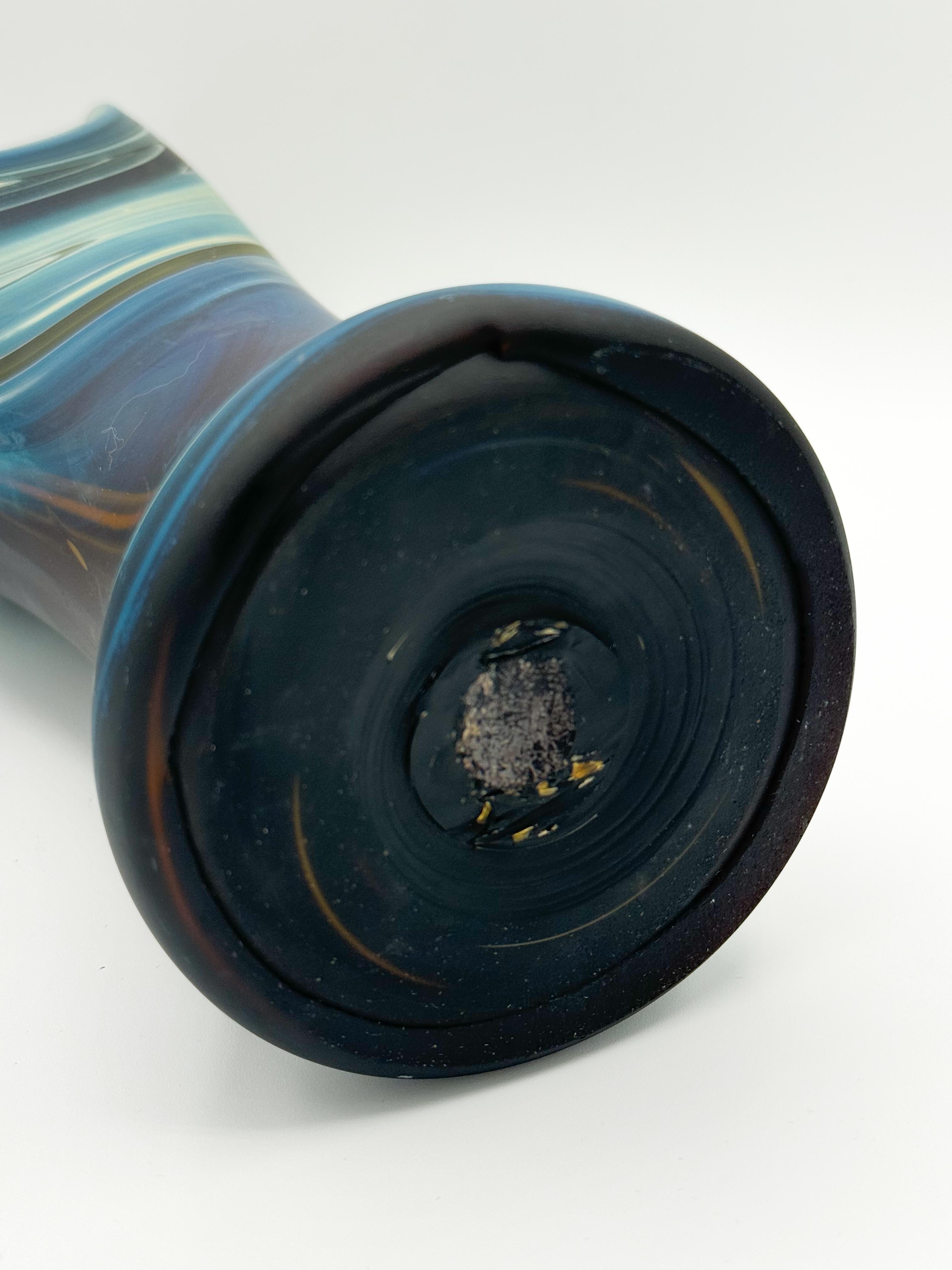 Abstract Mid Century Hebron Glass Vintage Hand Blown Vase For Sale 2