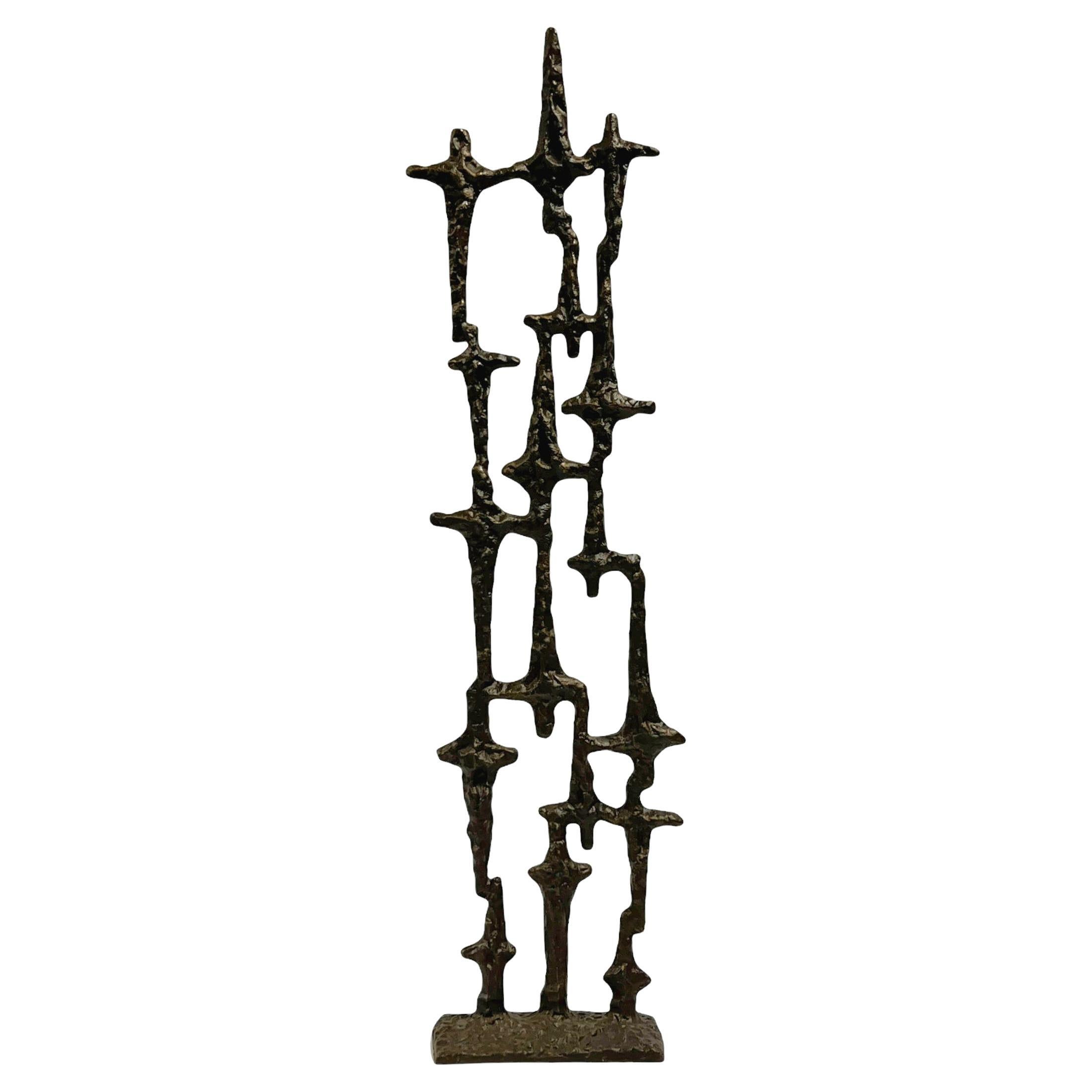 Abstract Mid-Century Modern Bronze Sculpture in Brutalist Style