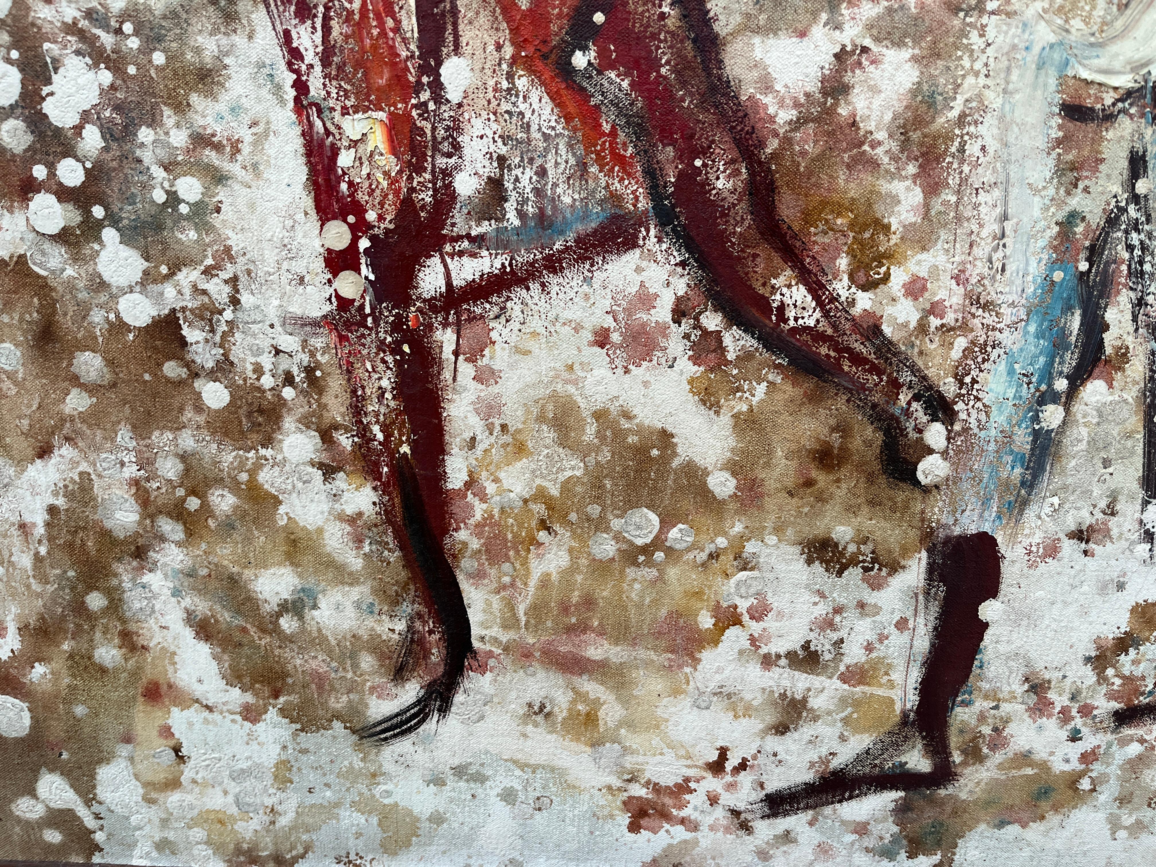 Abstraktes Mid Century Modernes gerahmtes Original Ölgemälde auf Leinwand. Circa 1960er Jahre im Angebot 6