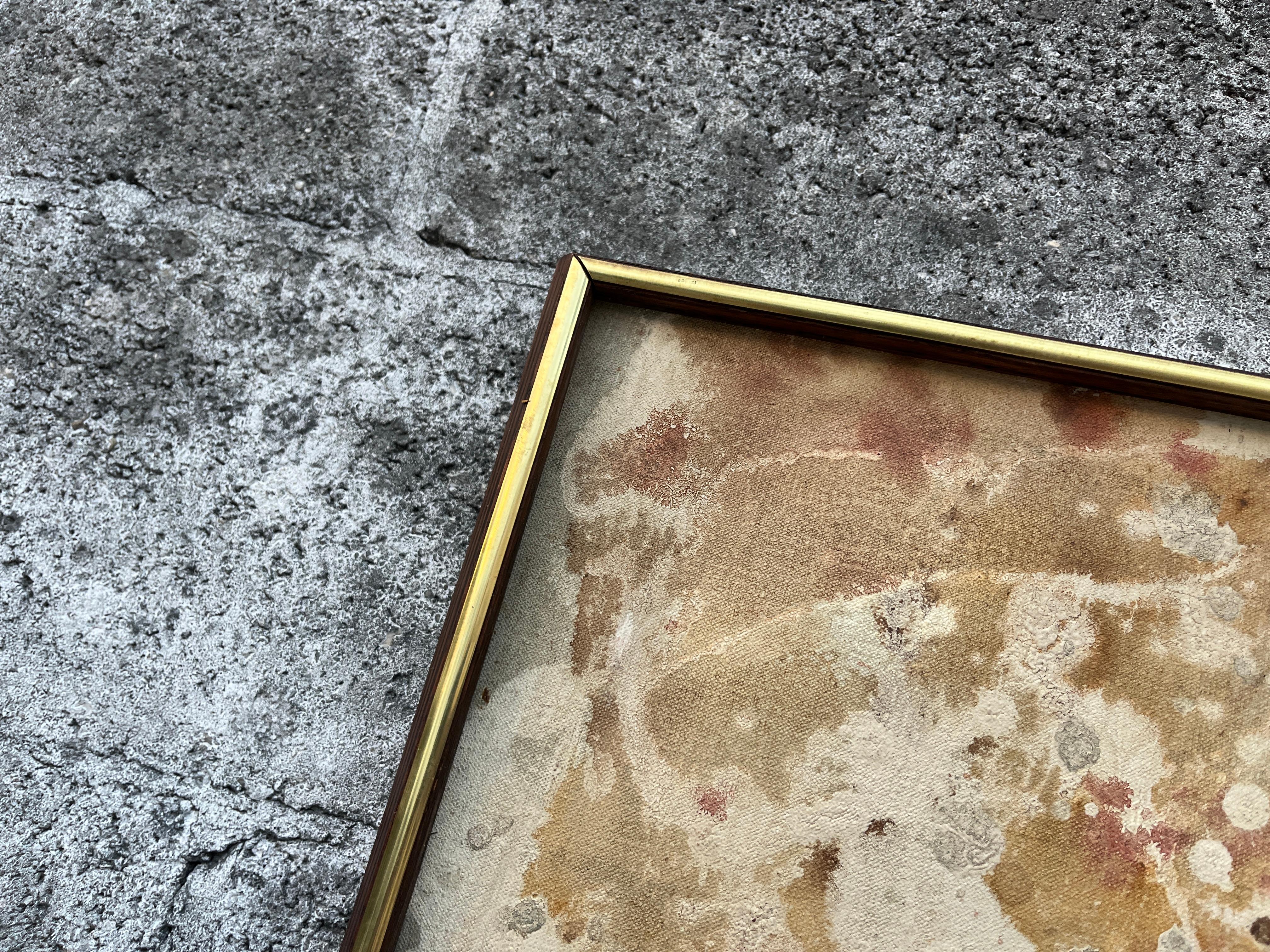 Abstraktes Mid Century Modernes gerahmtes Original Ölgemälde auf Leinwand. Circa 1960er Jahre im Angebot 8