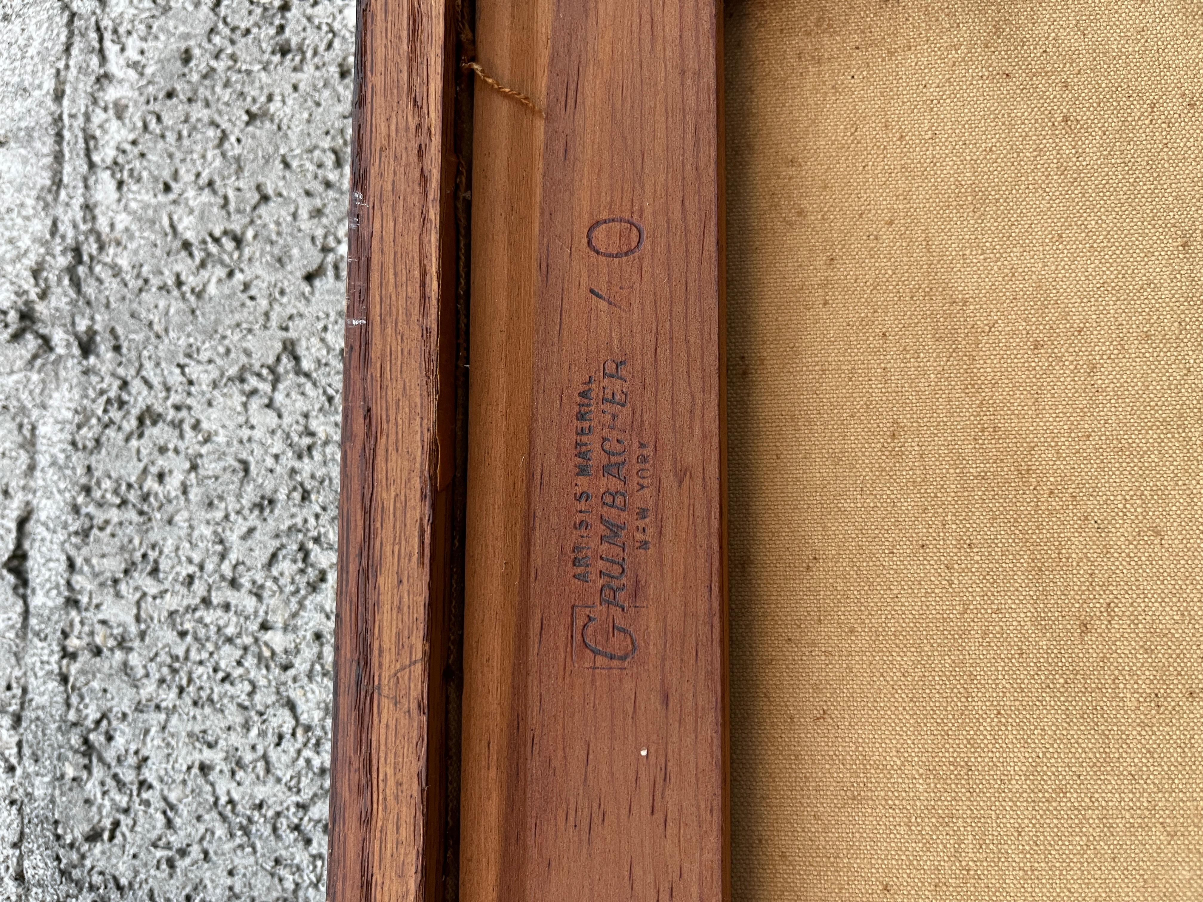 Abstraktes Mid Century Modernes gerahmtes Original Ölgemälde auf Leinwand. Circa 1960er Jahre im Angebot 10