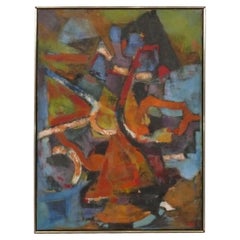 Abstrakte Mid Century Modern Painting circa 1960er Jahre 41,5 "H x 31,25" W