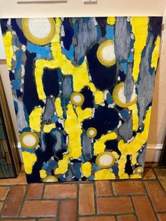 Pintura abstracta moderna de mediados de siglo titulada "Lumieres"