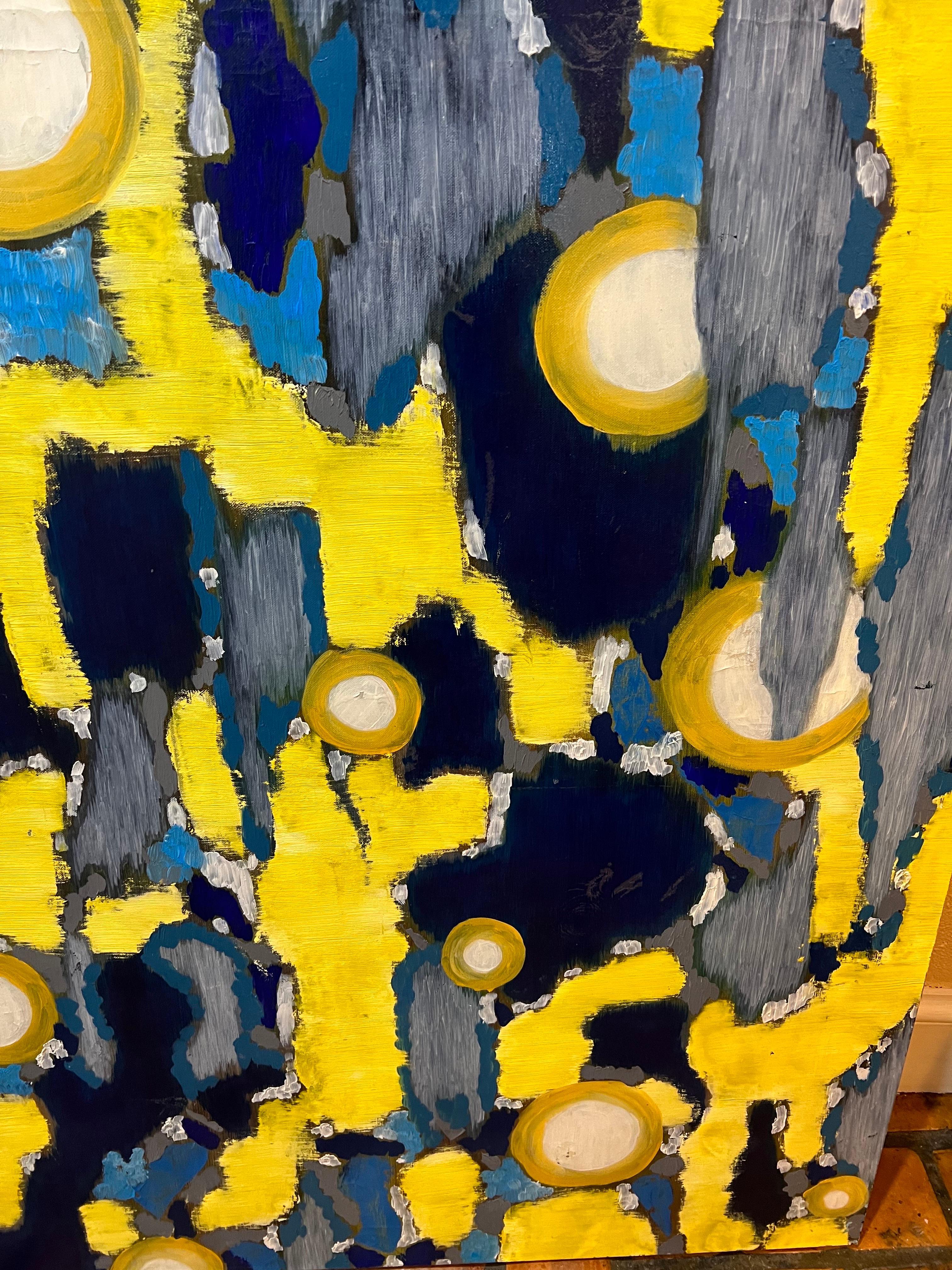 Peinture abstraite moderne du milieu du siècle dernier intitulée « Lumieres » Bon état - En vente à Redding, CT