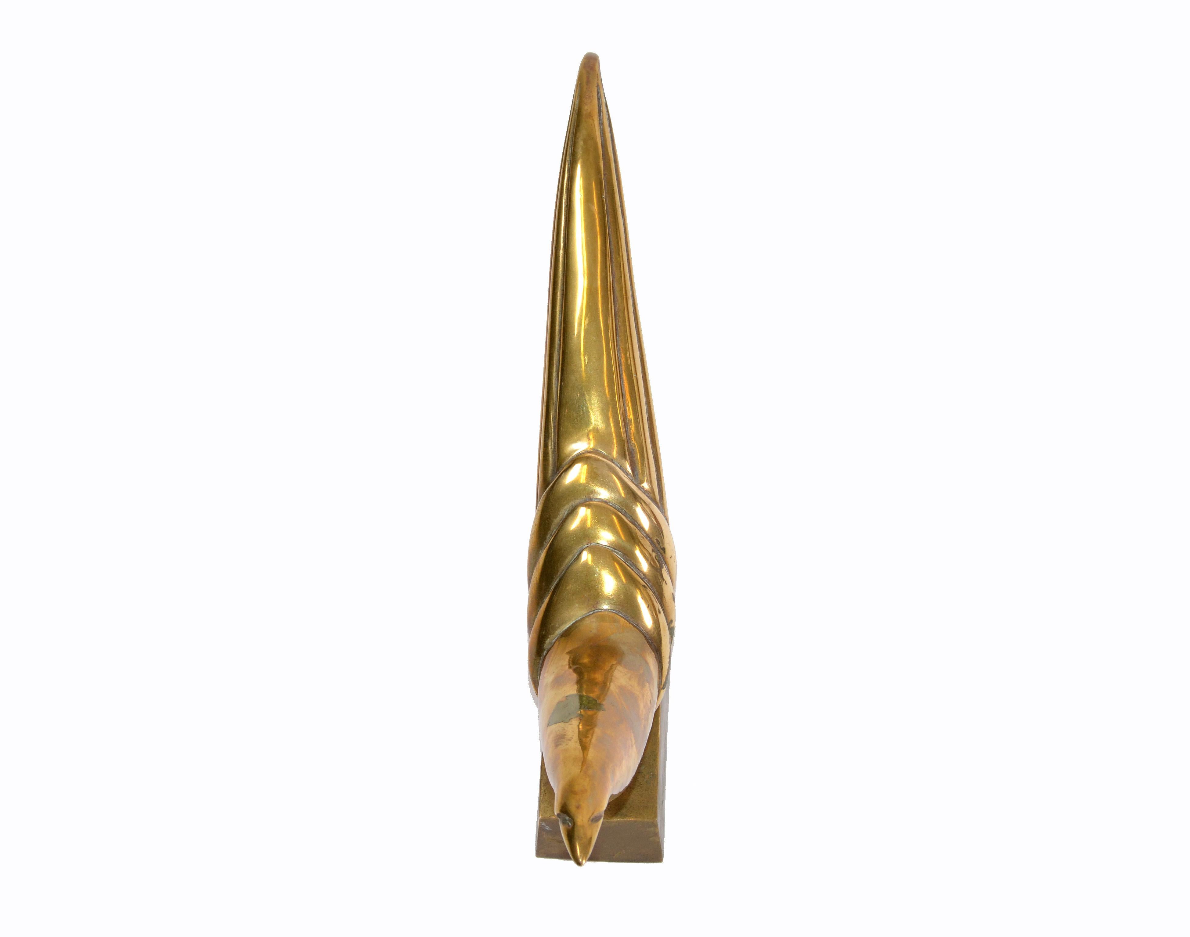 XX secolo Uccello astratto in ottone patinato di metà secolo moderno su base in bronzo in vendita