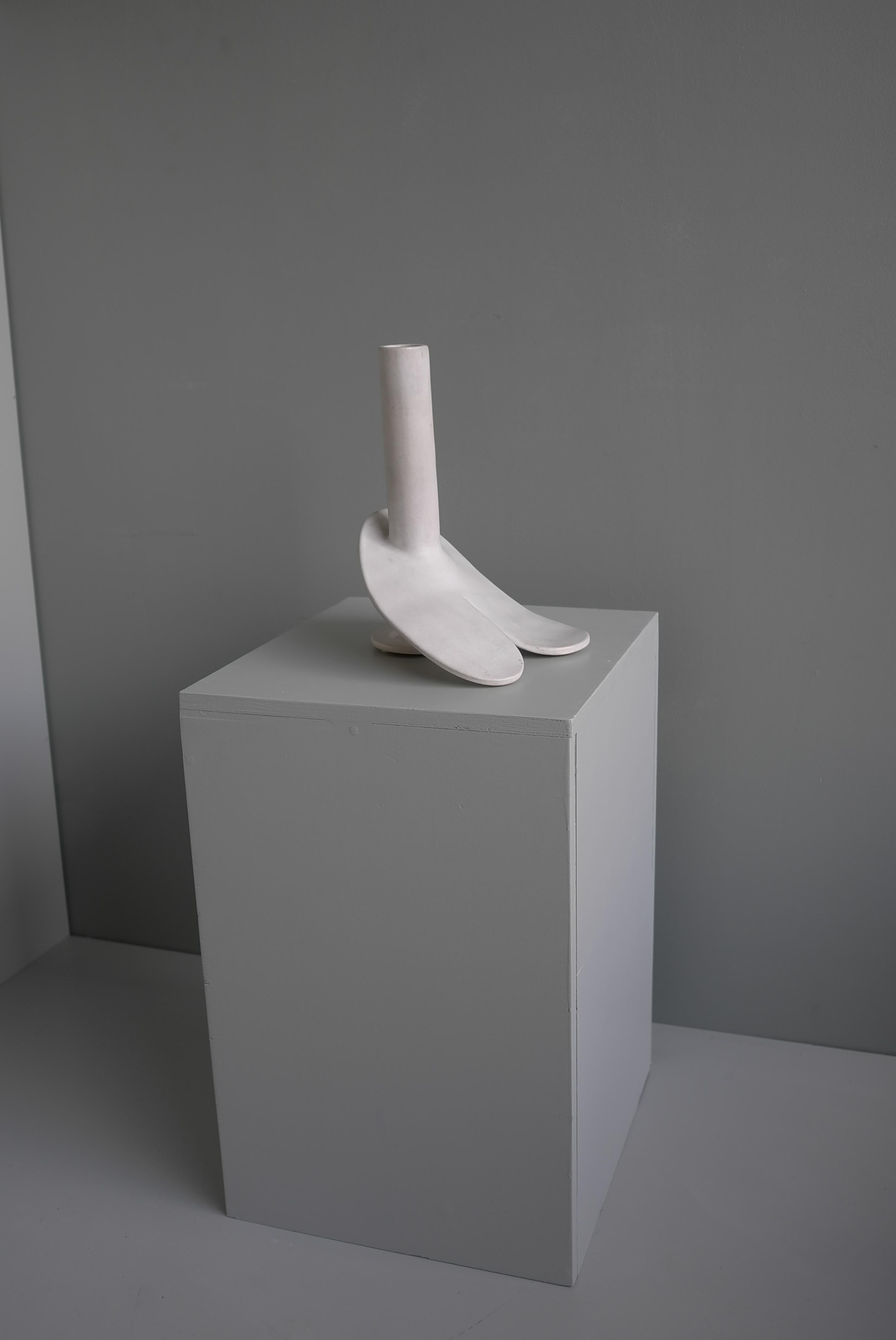 Abstract Mid-Century Modern White Glazed Phallus Sculpture, The Netherlands 1976 For Sale 5