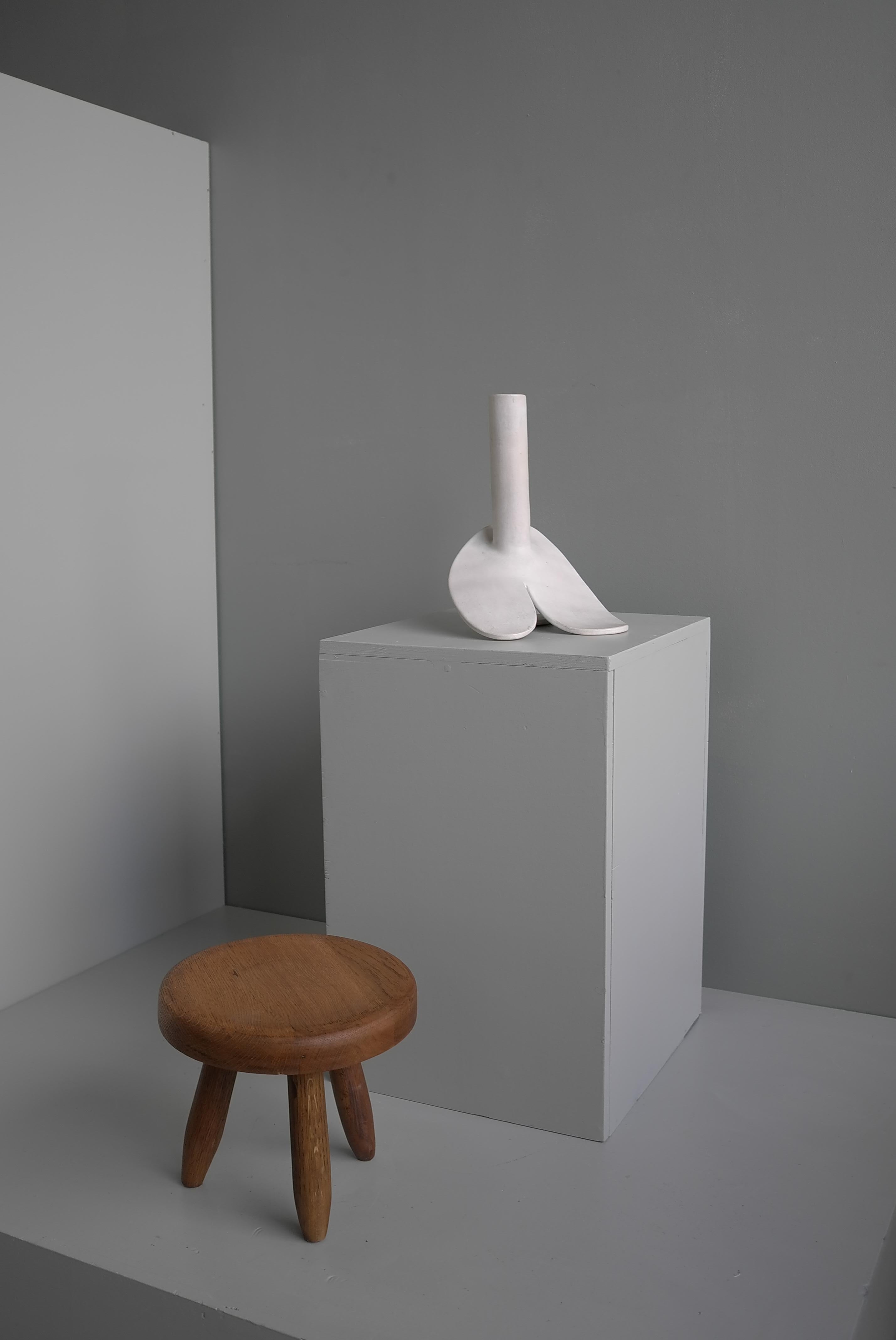 Dutch Abstract Mid-Century Modern White Glazed Phallus Sculpture, The Netherlands 1976 For Sale