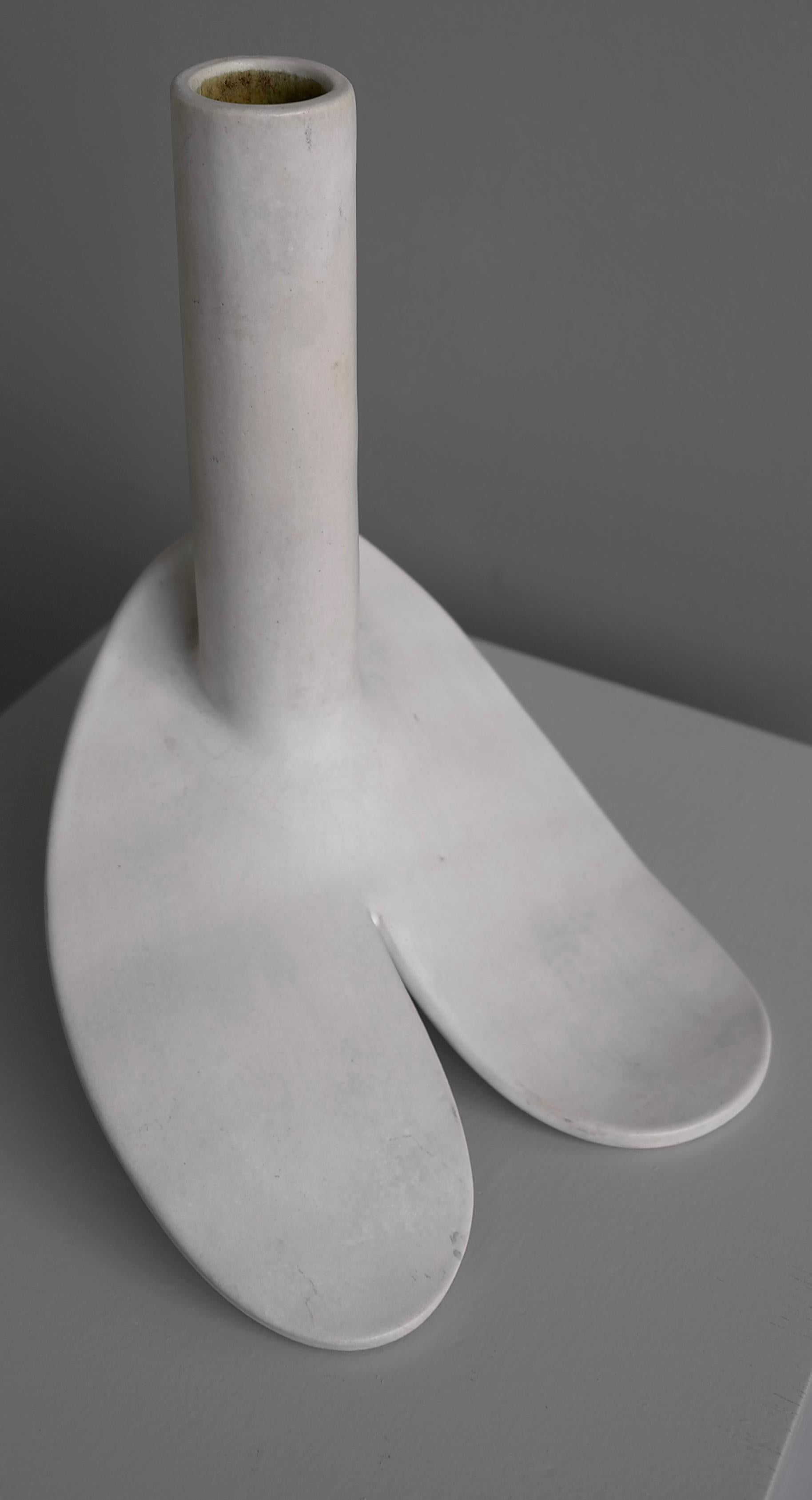 Ceramic Abstract Mid-Century Modern White Glazed Phallus Sculpture, The Netherlands 1976 For Sale