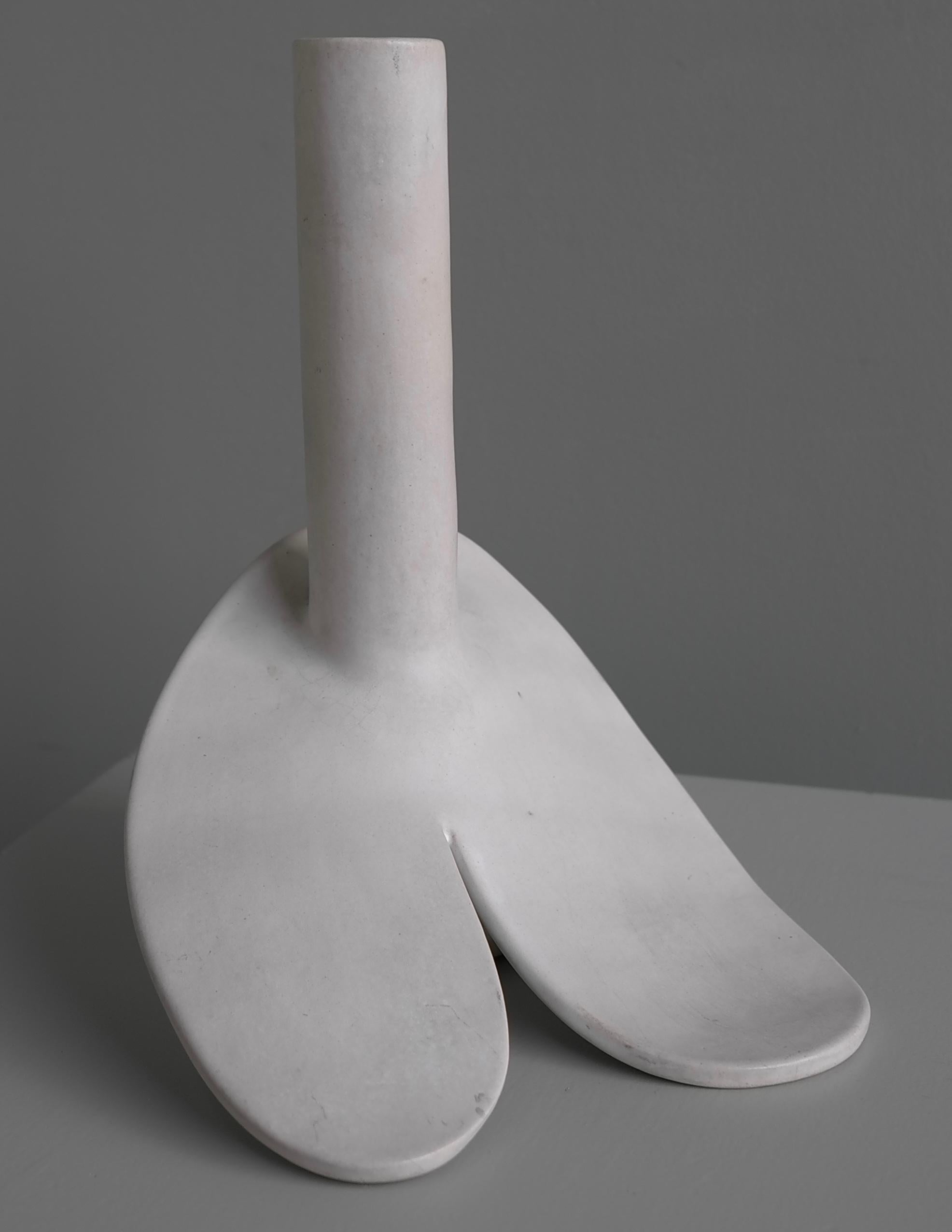 Abstract Mid-Century Modern White Glazed Phallus Sculpture, The Netherlands 1976 For Sale 1