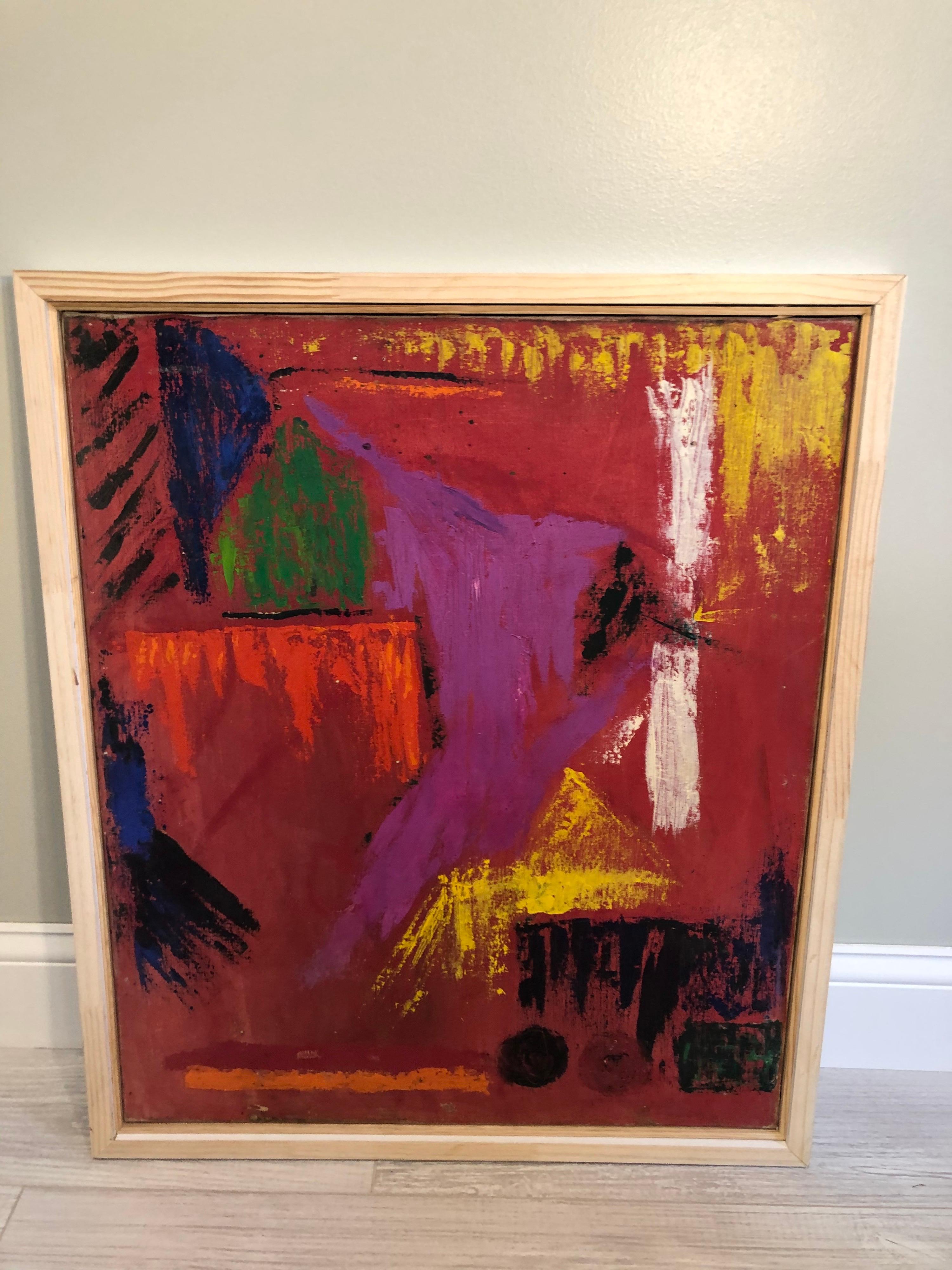 Abstract Mid Century on Canvas For Sale 8
