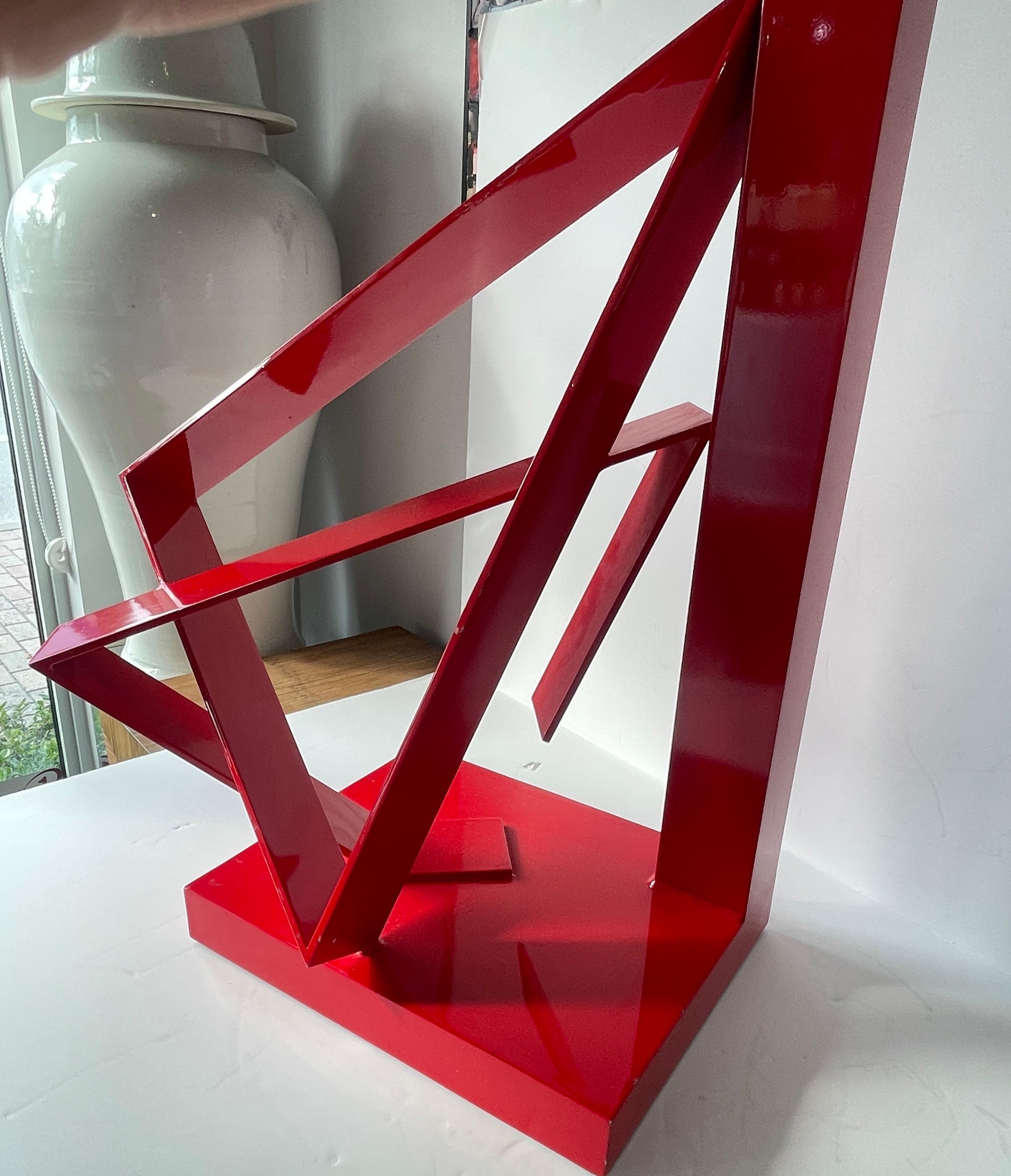 Scultura da tavolo astratta di metà secolo in alluminio laccato rosso, stile Jane Manus in vendita 4