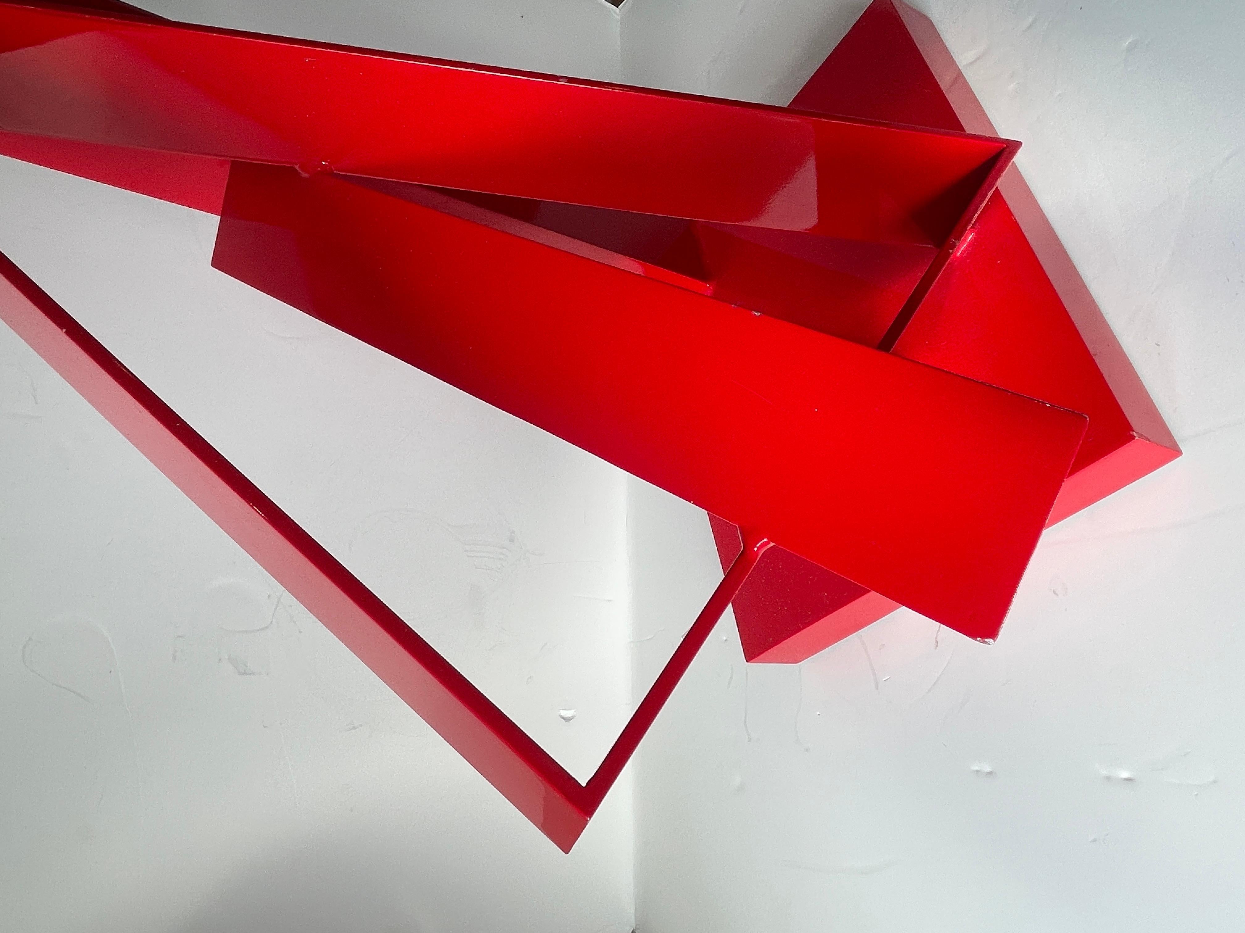 Scultura da tavolo astratta di metà secolo in alluminio laccato rosso, stile Jane Manus in vendita 5