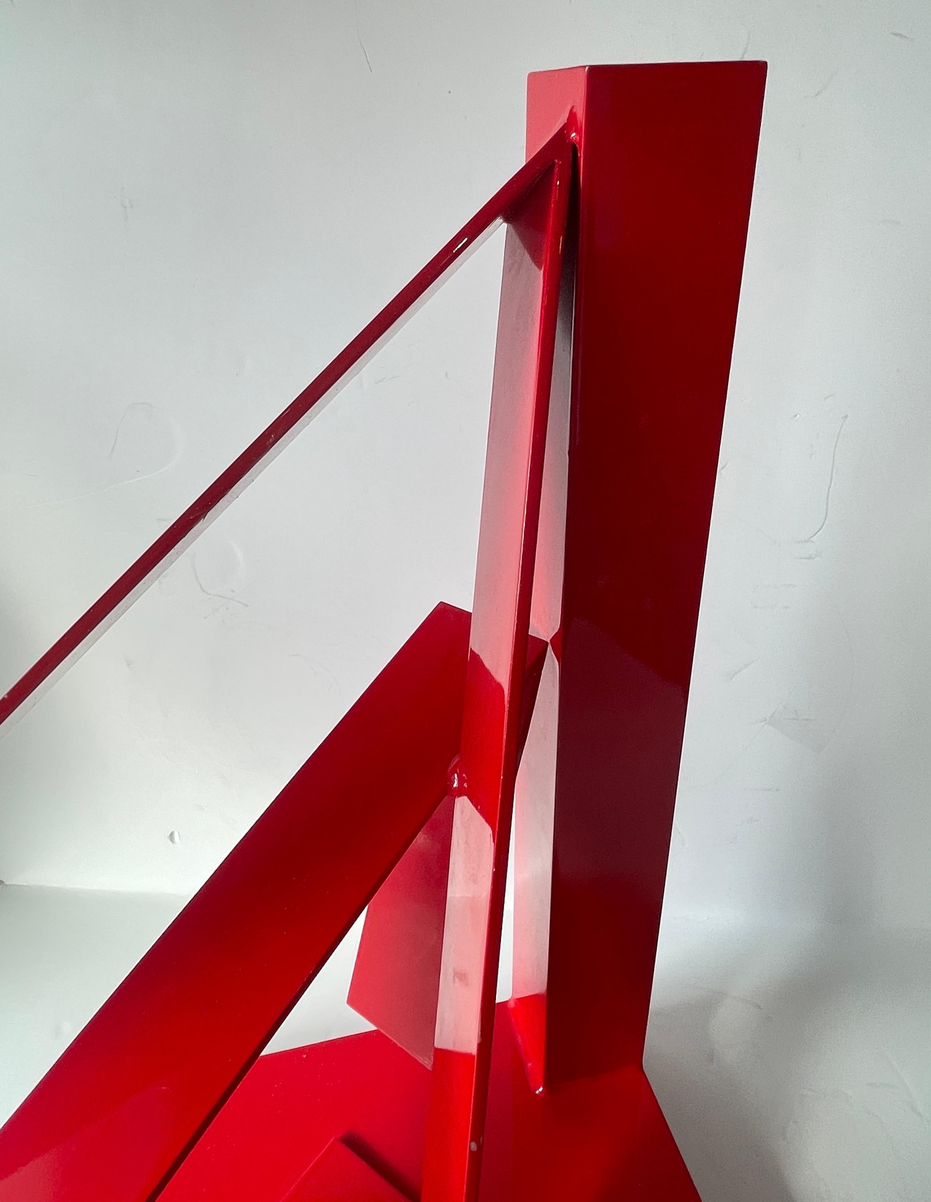 Scultura da tavolo astratta di metà secolo in alluminio laccato rosso, stile Jane Manus in vendita 7