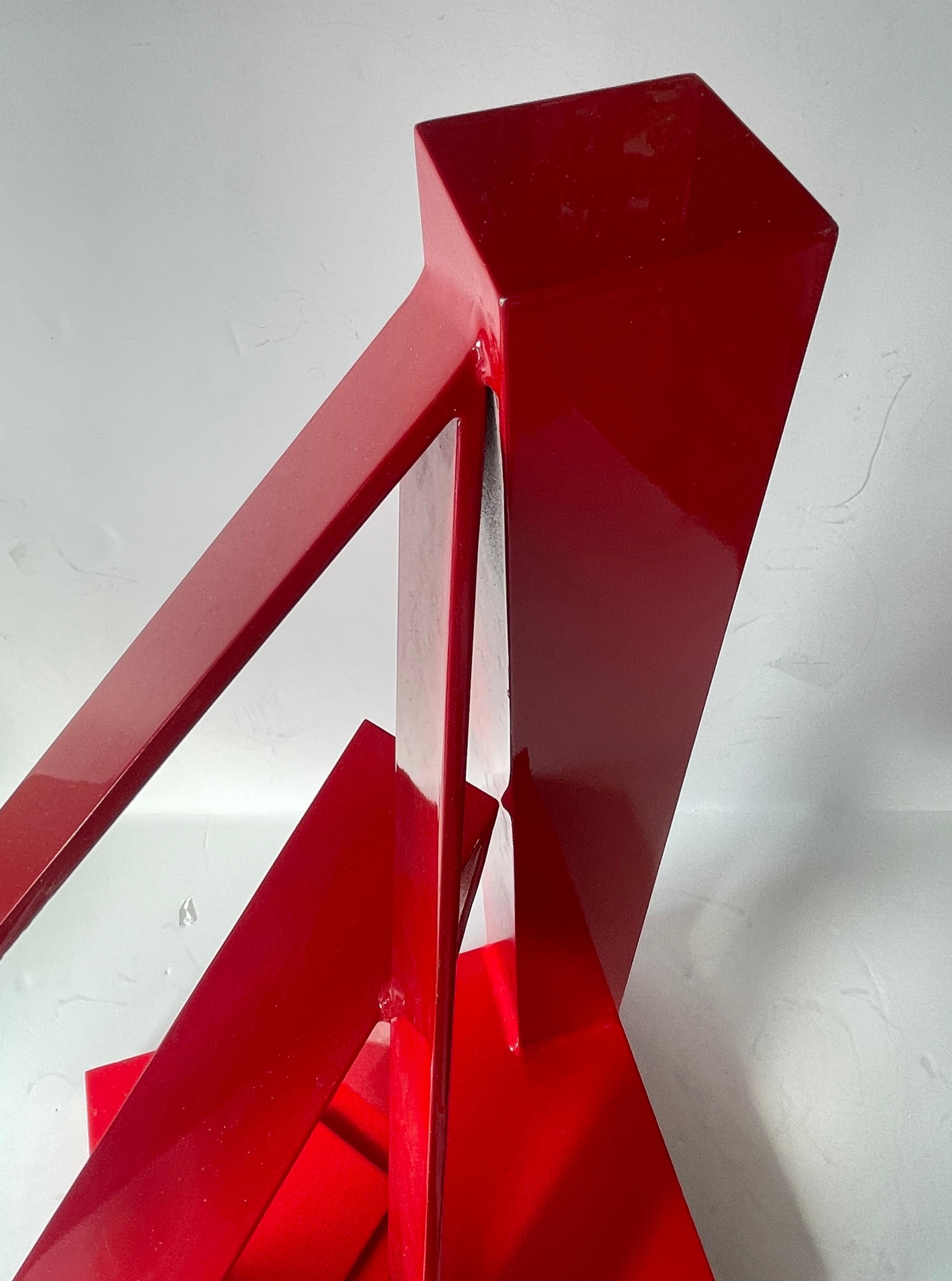 Scultura da tavolo astratta di metà secolo in alluminio laccato rosso, stile Jane Manus in vendita 8